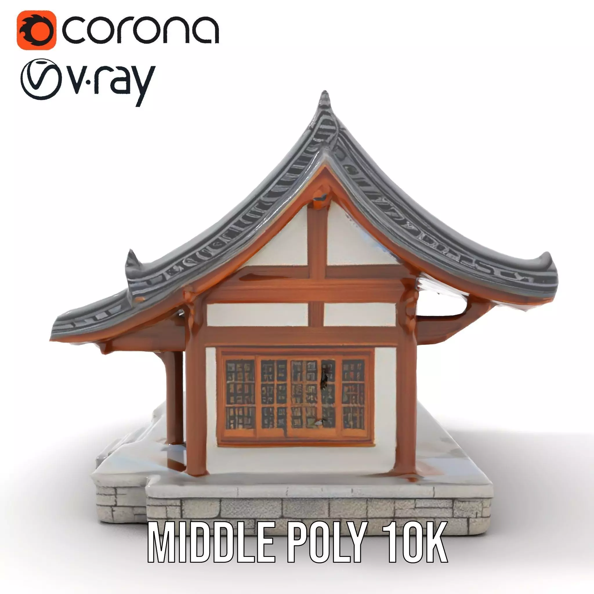 Traditional Pavilion Roof model pack Low-poly 3D model_6