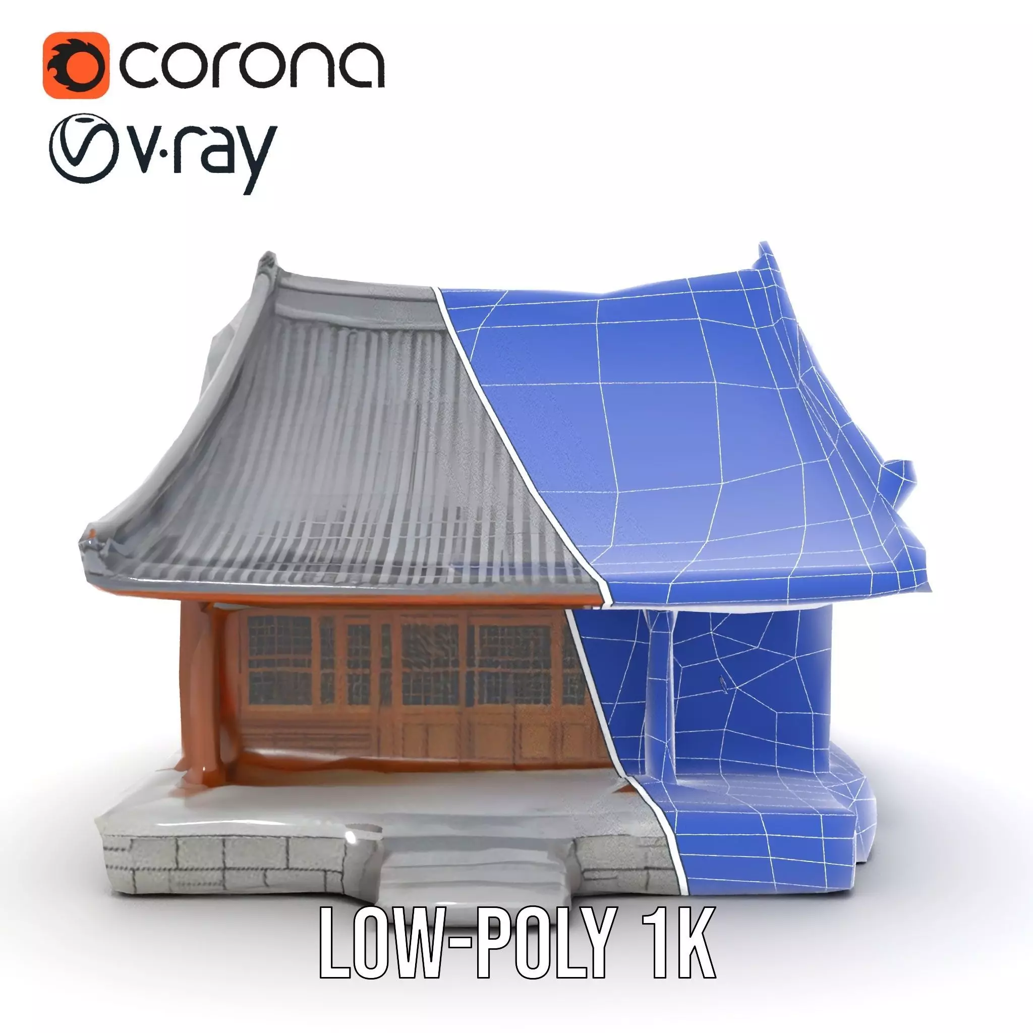 Traditional Pavilion Roof model pack Low-poly 3D model_31