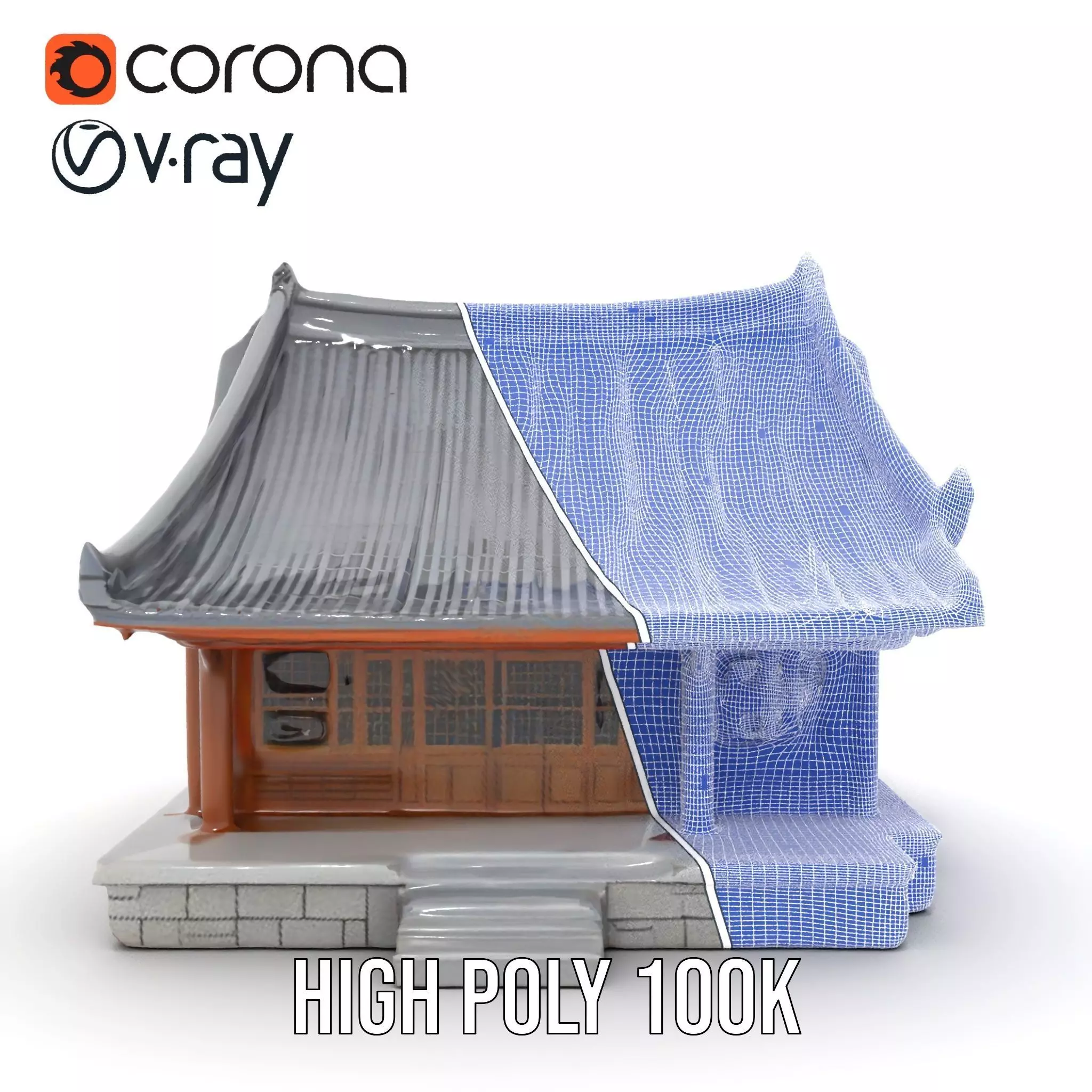 Traditional Pavilion Roof model pack Low-poly 3D model_35