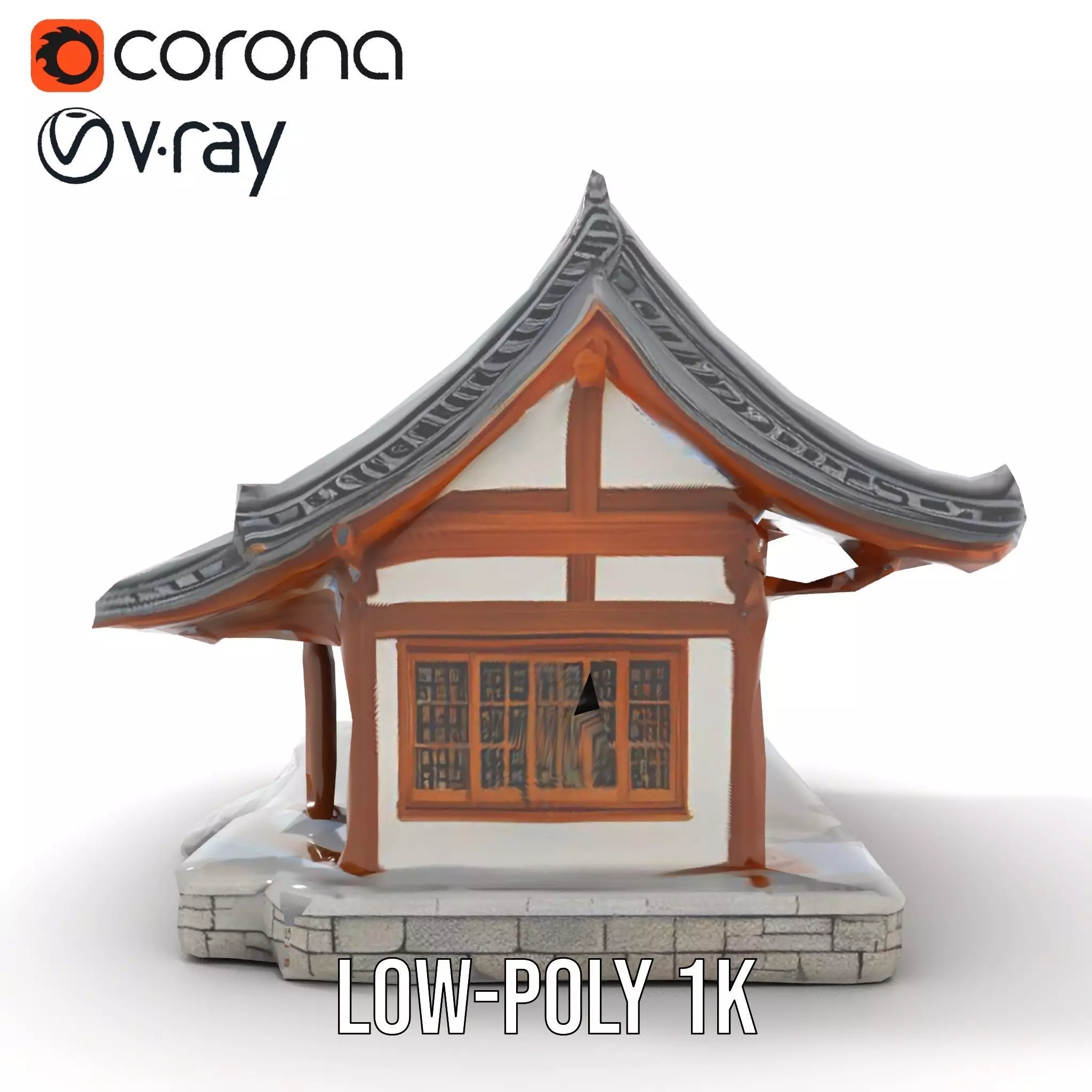Traditional Pavilion Roof model pack Low-poly 3D model_17