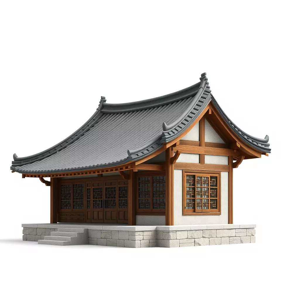 Traditional Pavilion Roof model pack Low-poly 3D model_3