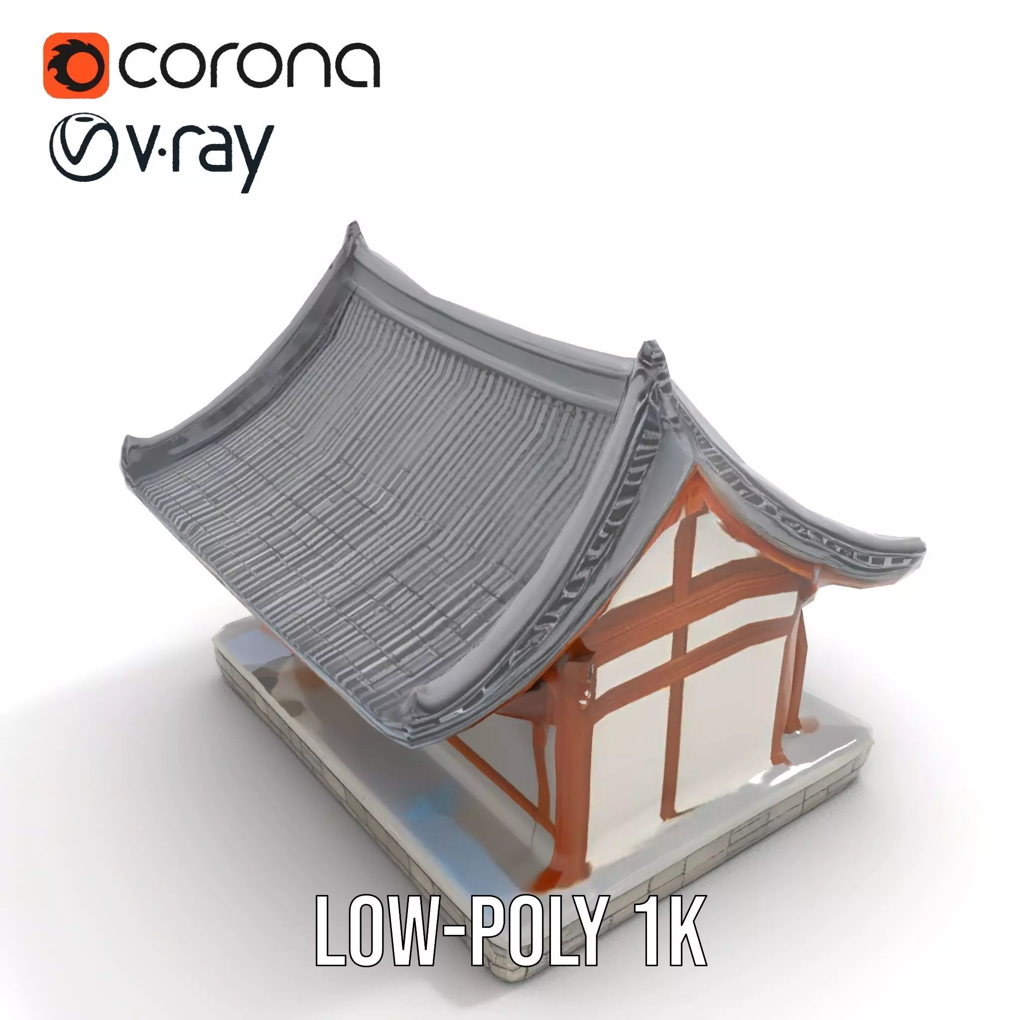 Traditional Pavilion Roof model pack Low-poly 3D model_8