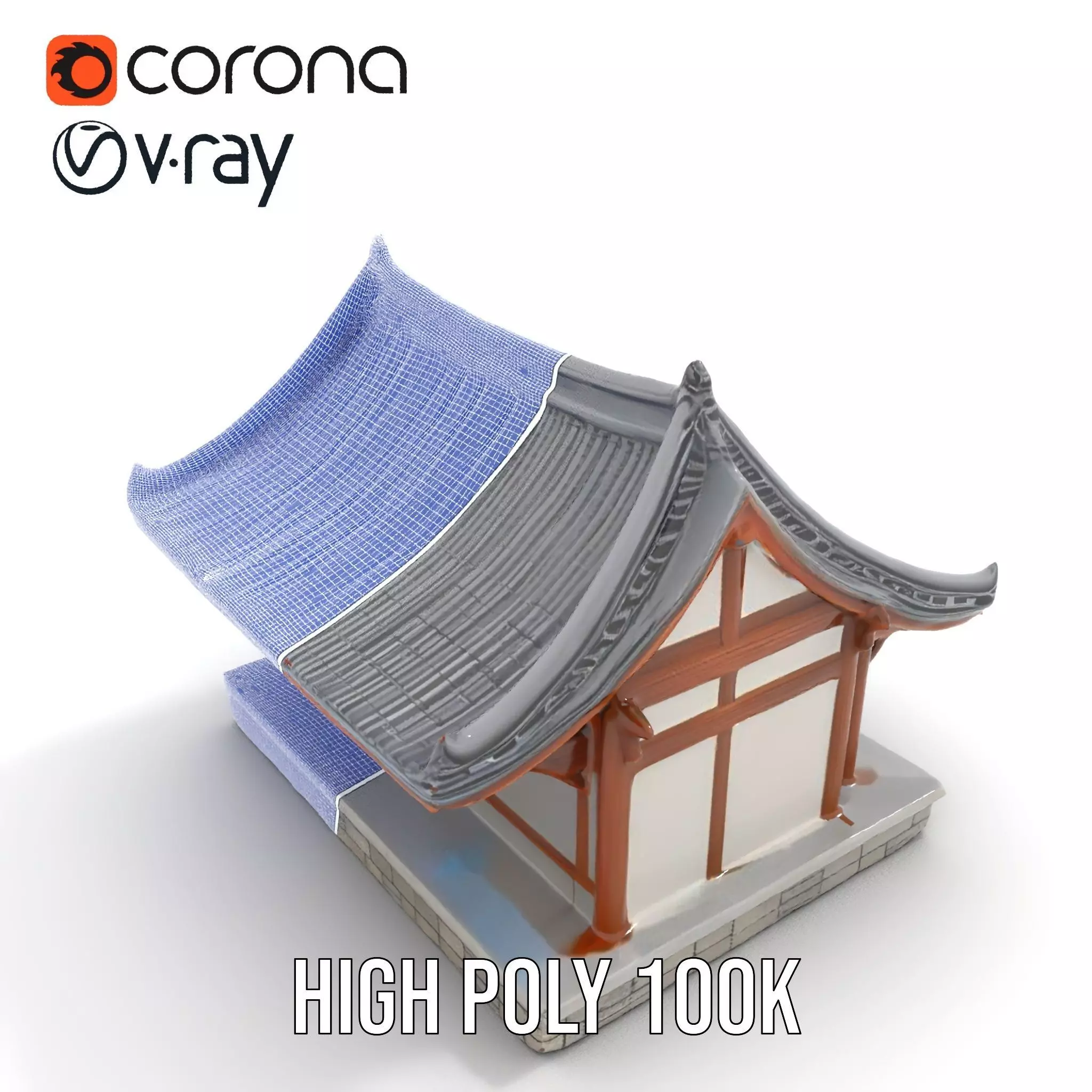 Traditional Pavilion Roof model pack Low-poly 3D model_32