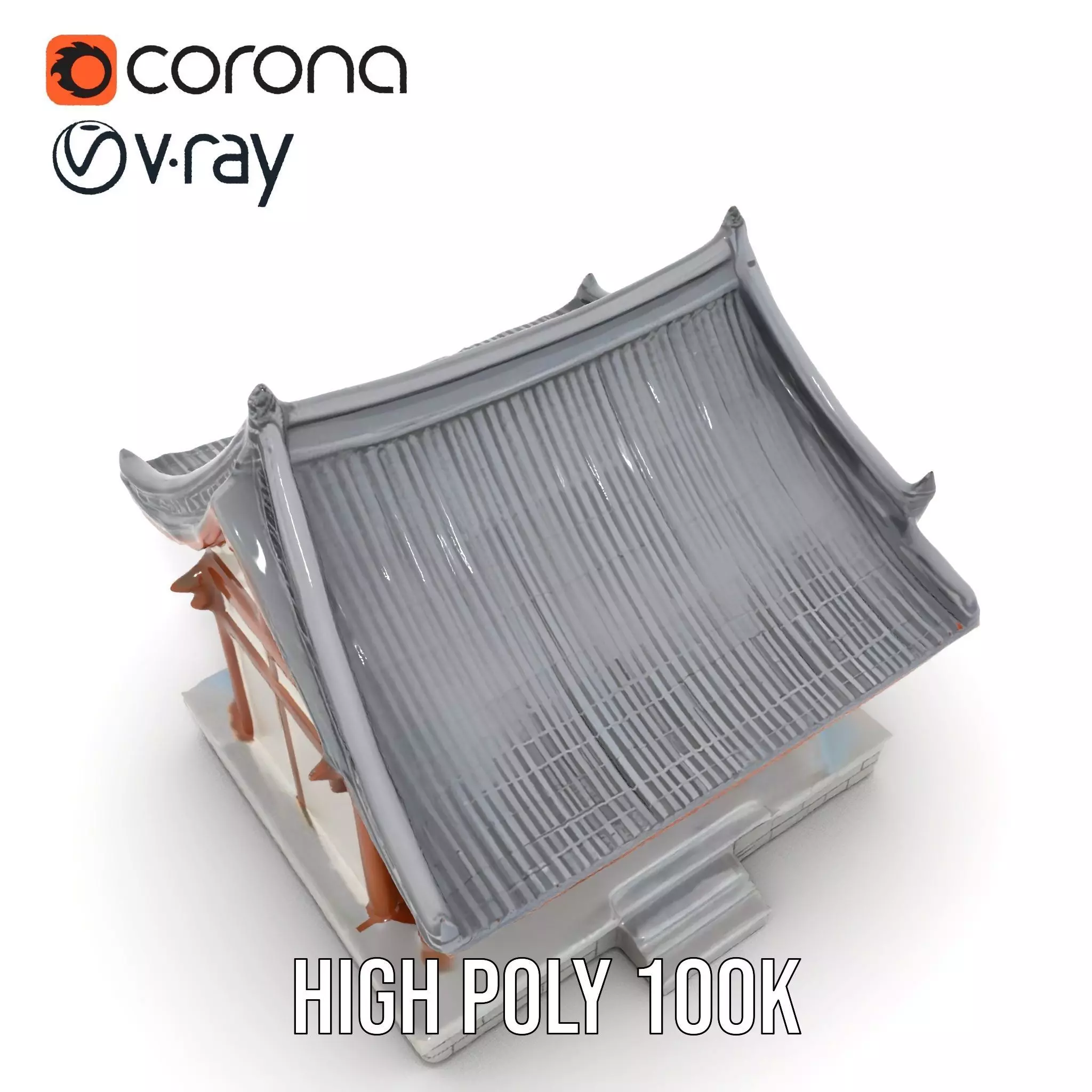 Traditional Pavilion Roof model pack Low-poly 3D model_26