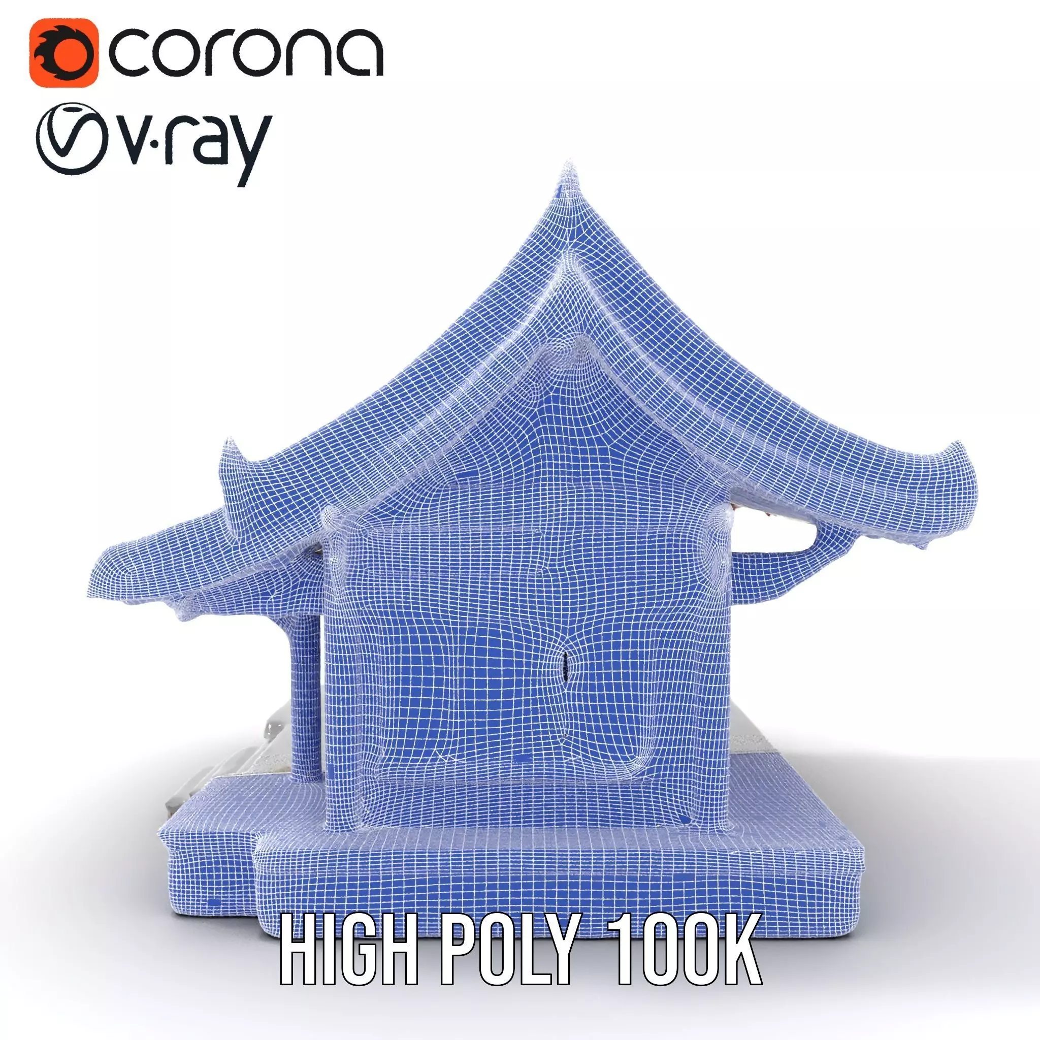 Traditional Pavilion Roof model pack Low-poly 3D model_34