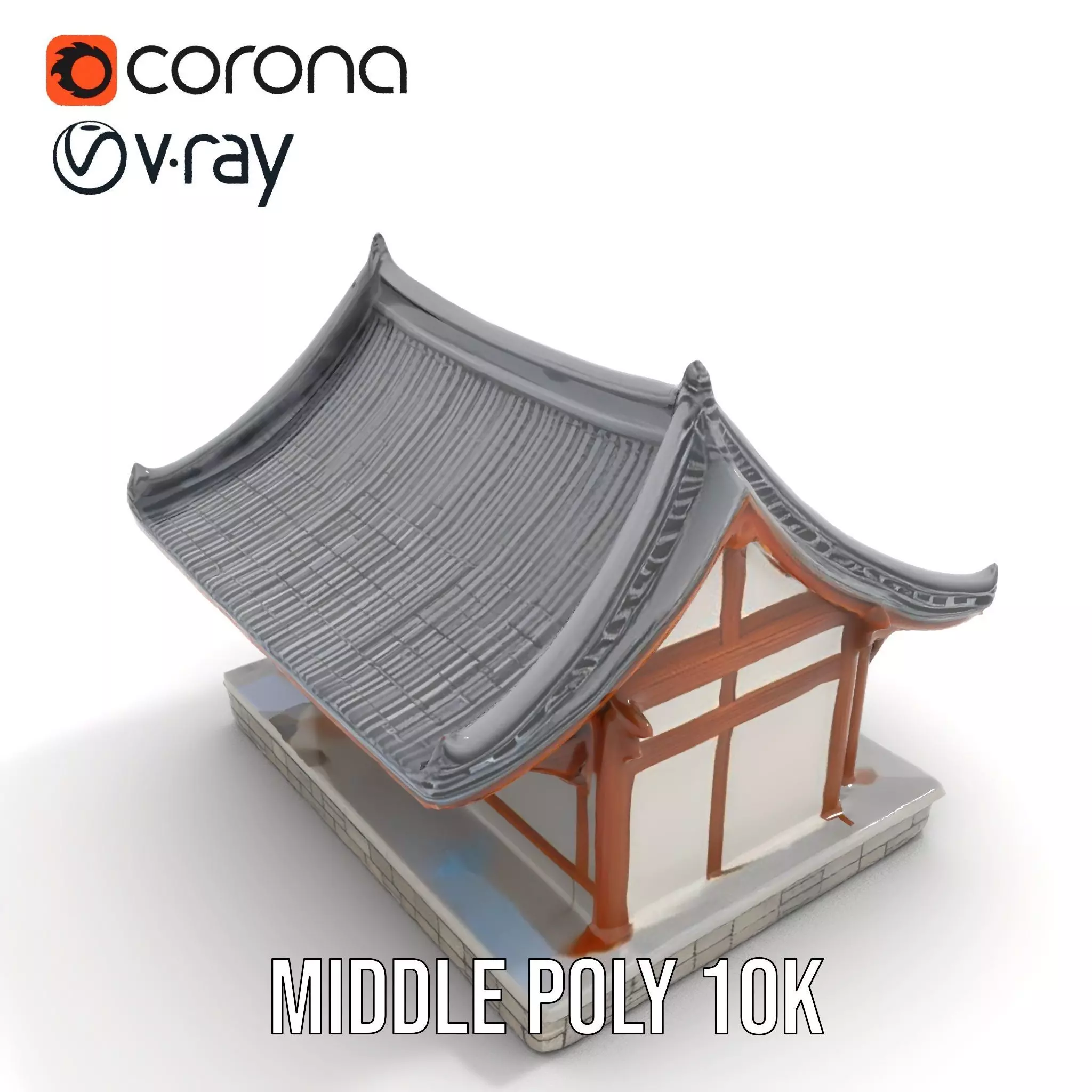 Traditional Pavilion Roof model pack Low-poly 3D model_16