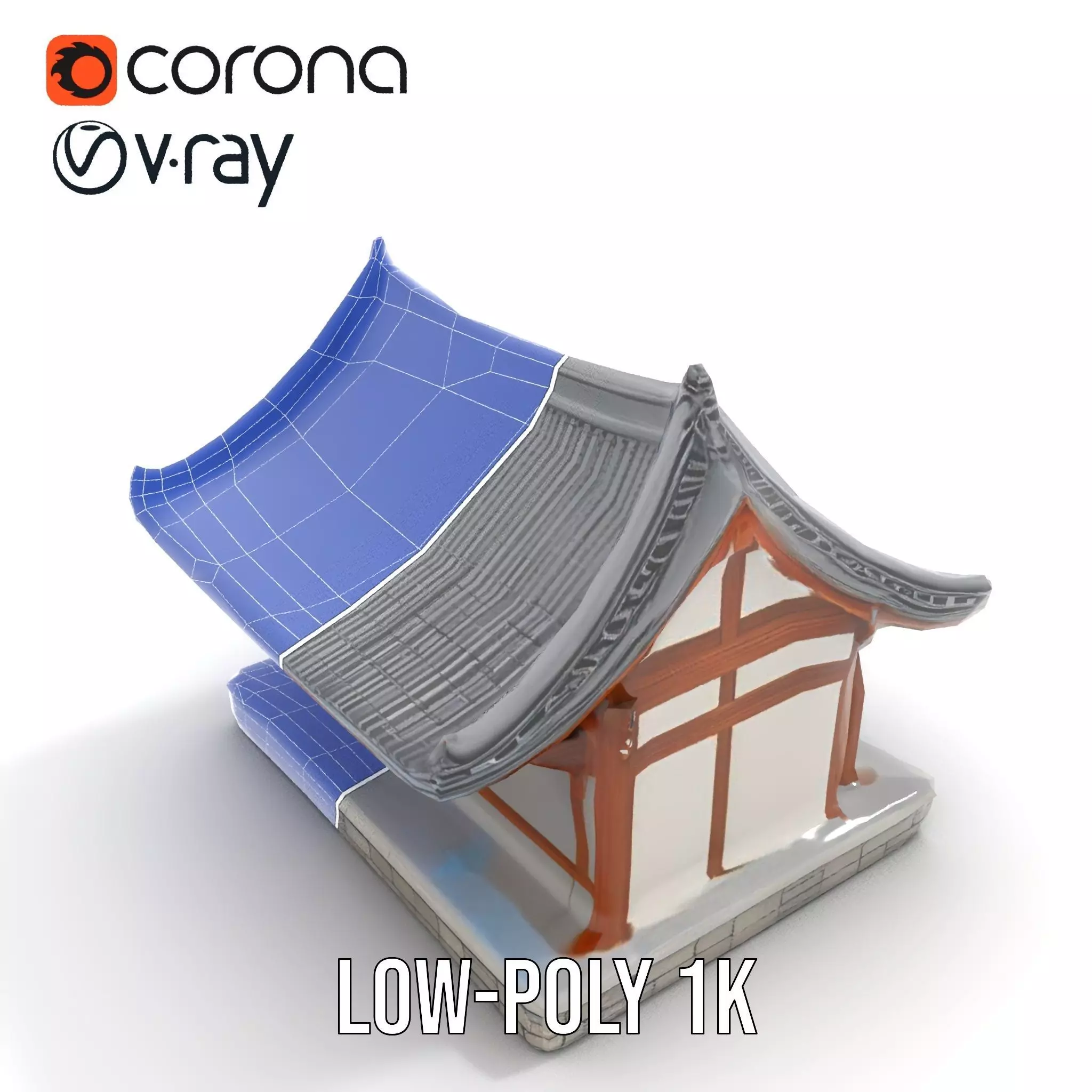 Traditional Pavilion Roof model pack Low-poly 3D model_13