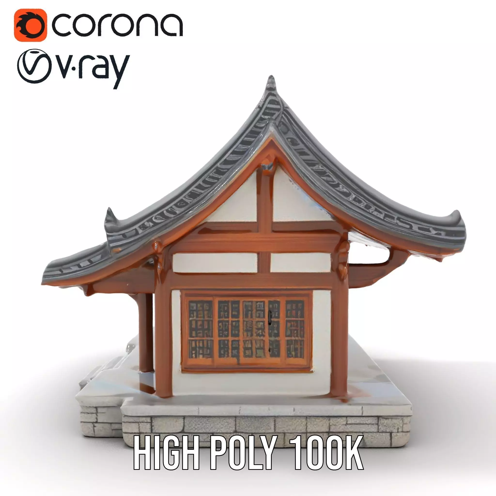 Traditional Pavilion Roof model pack Low-poly 3D model_29