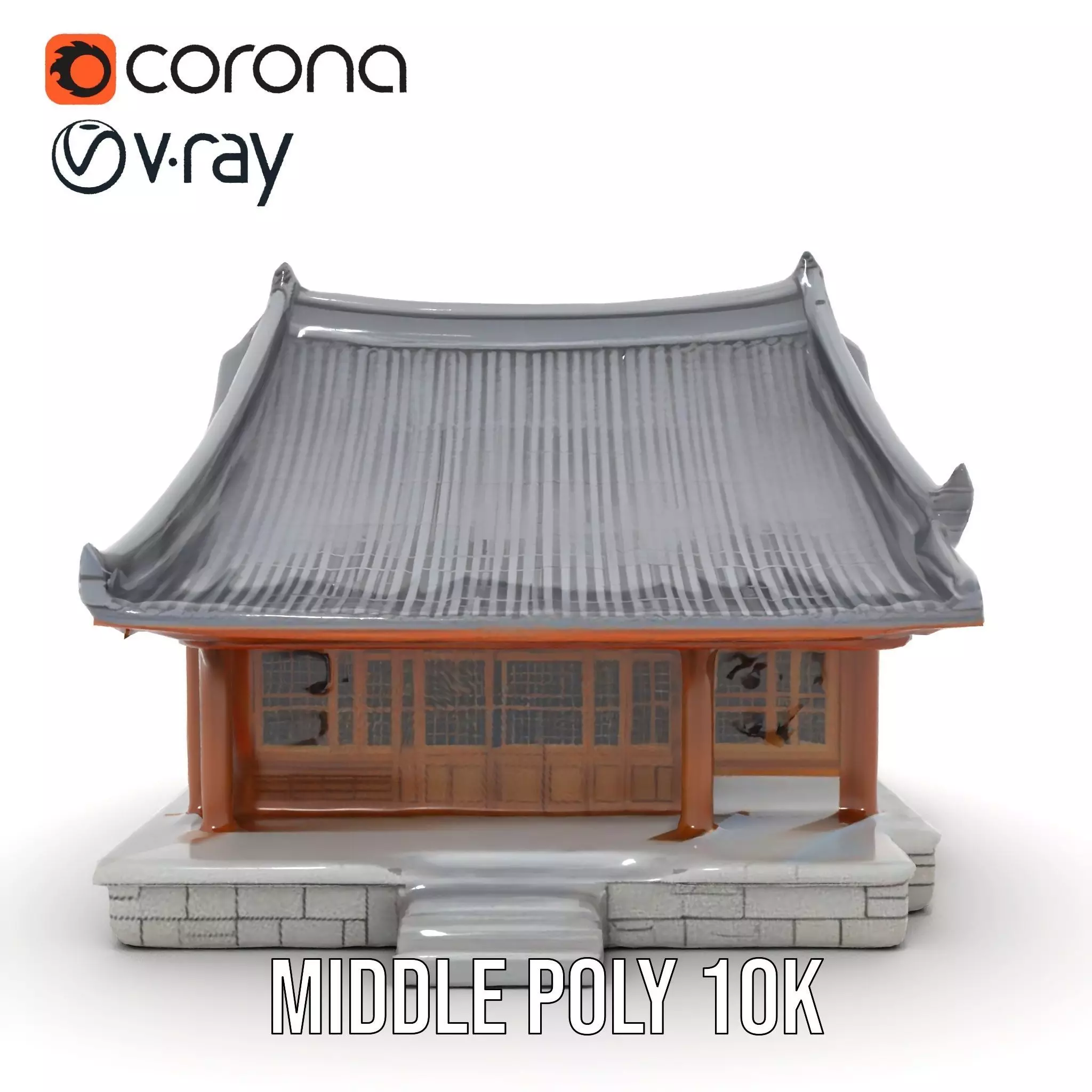 Traditional Pavilion Roof model pack Low-poly 3D model_14