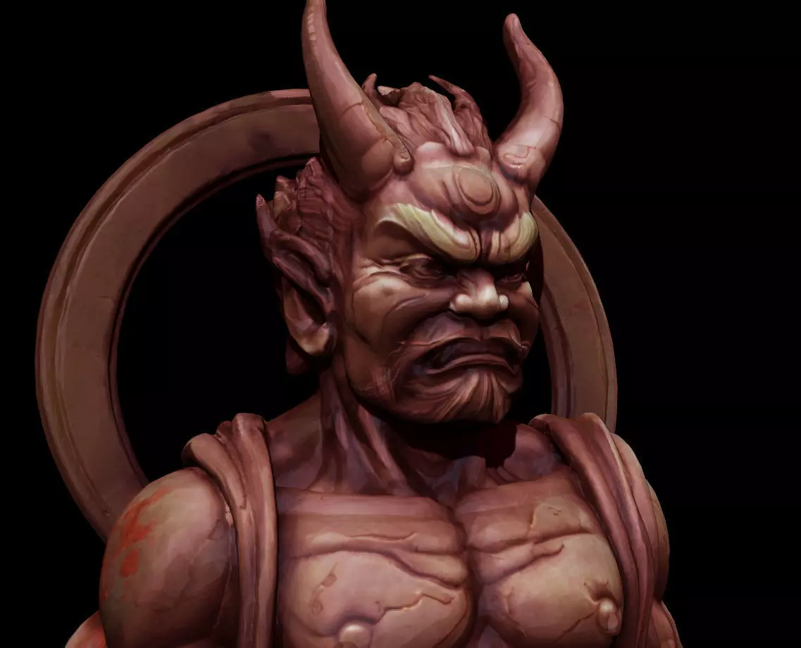 Japanese Raijin - Thunder God Statue 3D Model Low-poly 3D model_5
