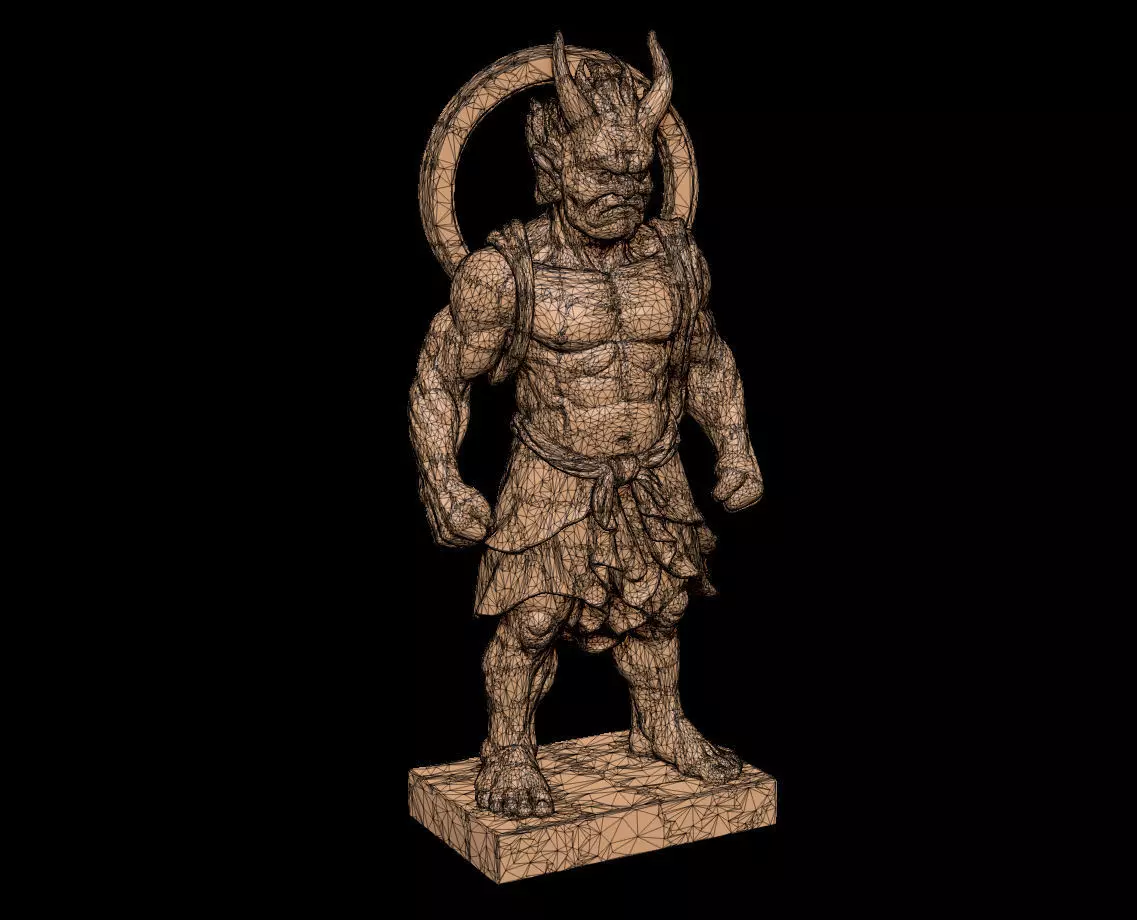 Japanese Raijin - Thunder God Statue 3D Model Low-poly 3D model_6