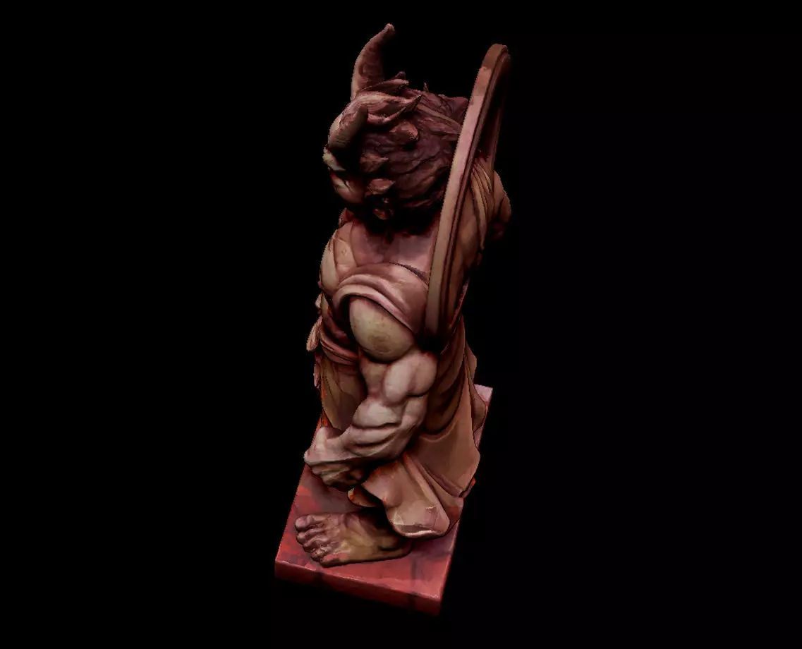 Japanese Raijin - Thunder God Statue 3D Model Low-poly 3D model_4
