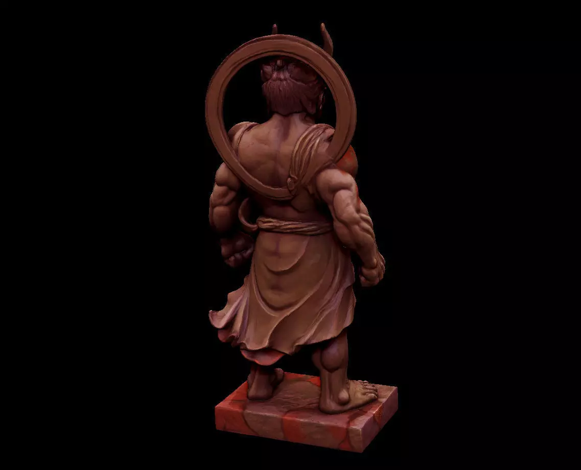 Japanese Raijin - Thunder God Statue 3D Model Low-poly 3D model_3