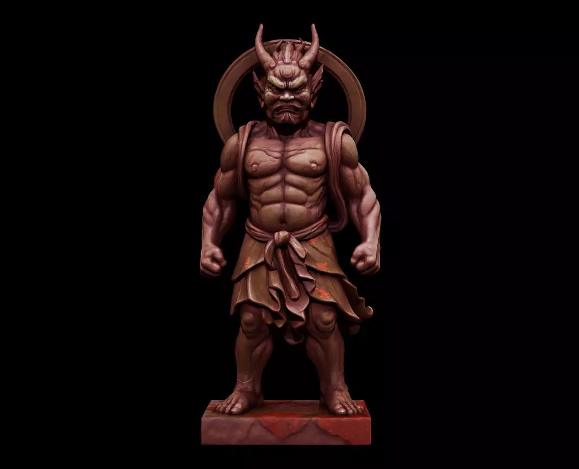 Japanese Raijin - Thunder God Statue 3D Model Low-poly 3D model_1