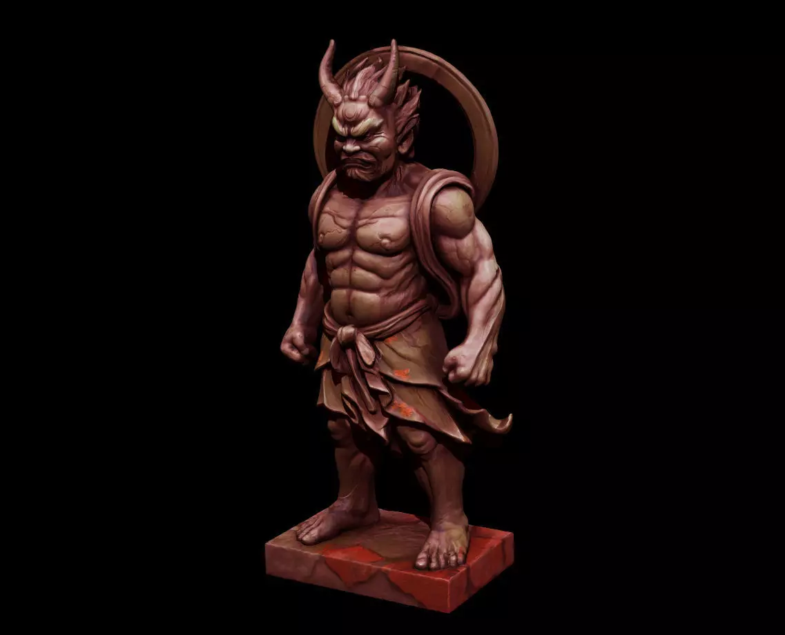 Japanese Raijin - Thunder God Statue 3D Model Low-poly 3D model_0