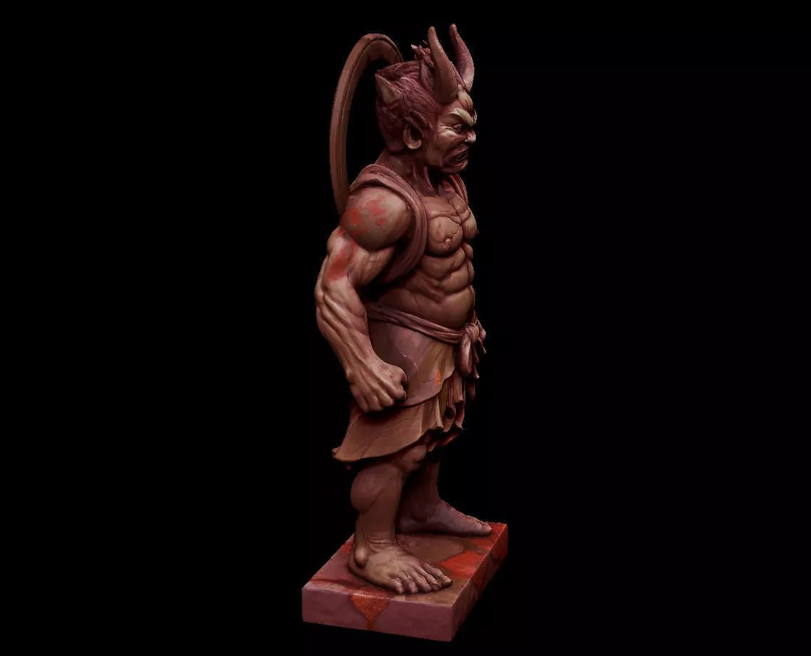 Japanese Raijin - Thunder God Statue 3D Model Low-poly 3D model_2