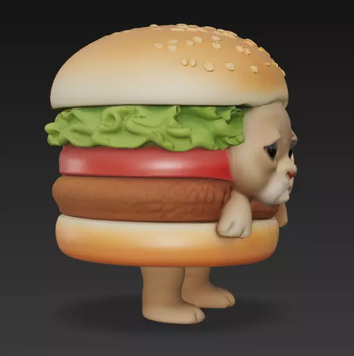 Michi Hamburguesa Meme 3D print model_1