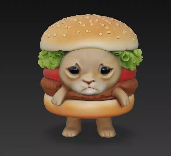 Michi Hamburguesa Meme 3D print model_0