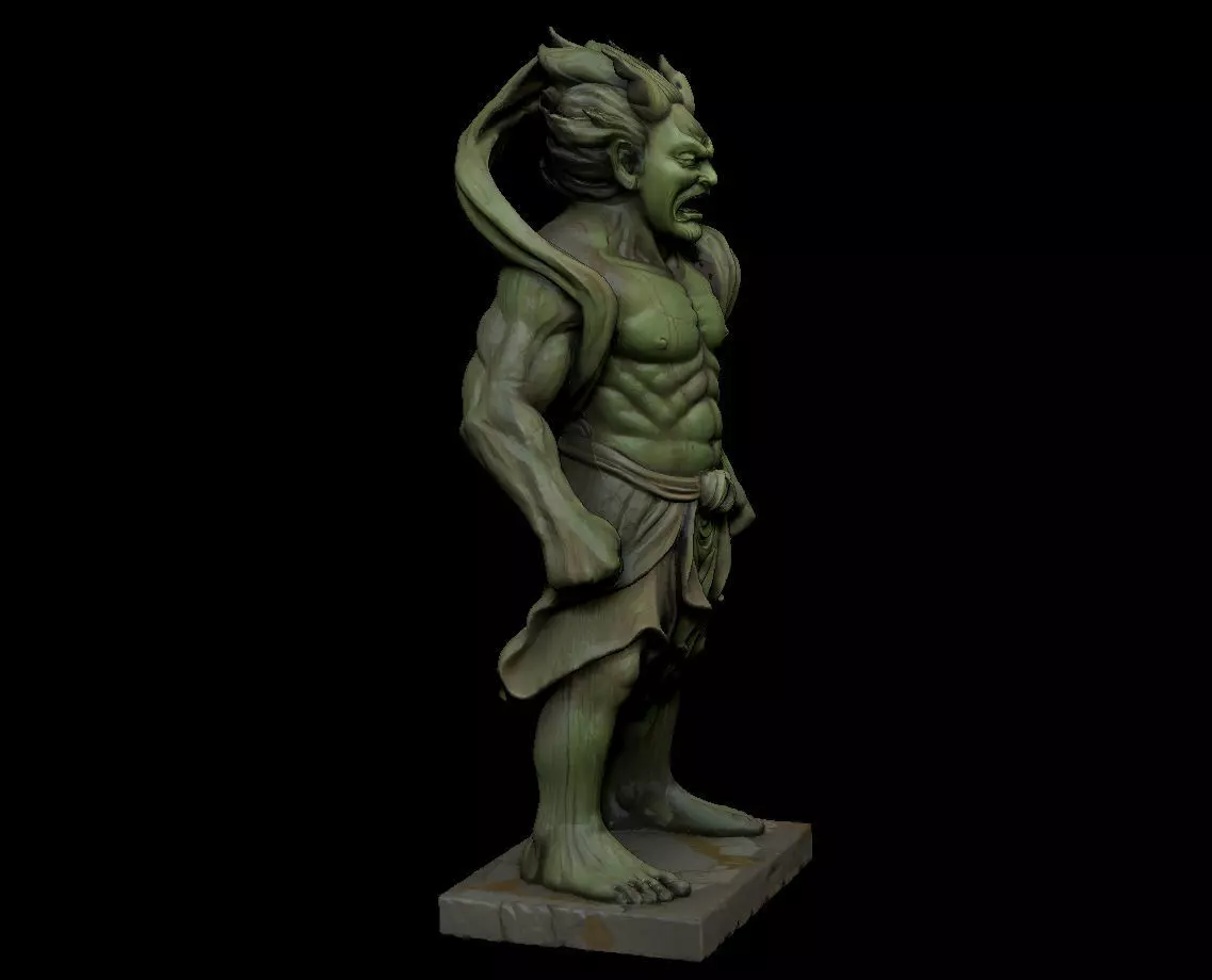 Japanese Fujin - Wind God Statue 3D Model 3D print model_3