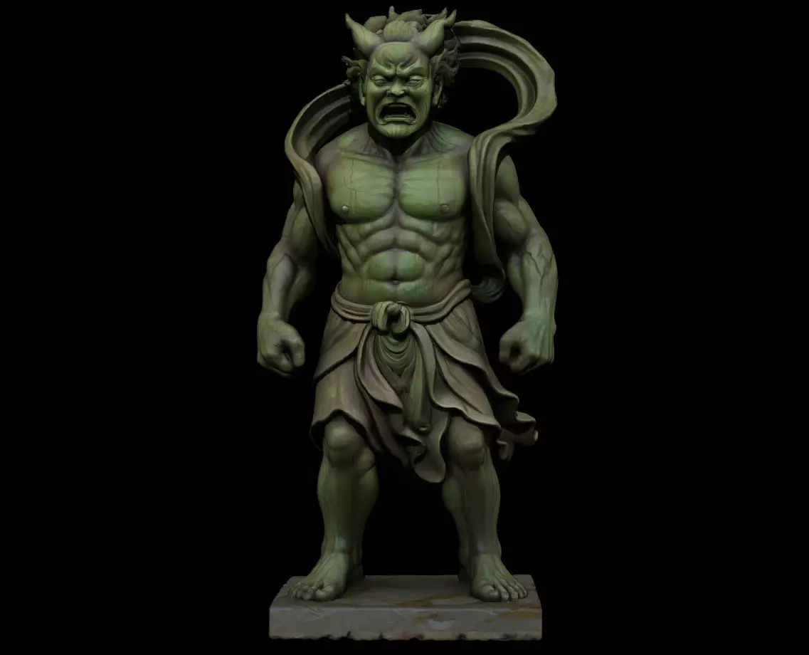 Japanese Fujin - Wind God Statue 3D Model 3D print model_2
