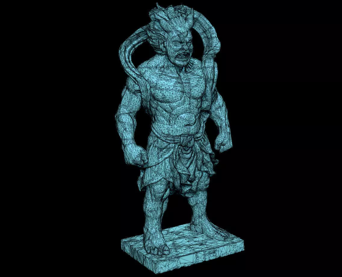 Japanese Fujin - Wind God Statue 3D Model 3D print model_7