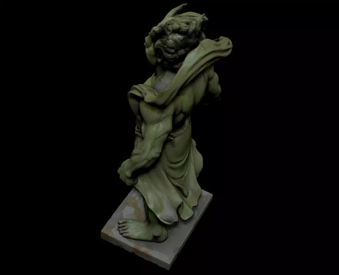 Japanese Fujin - Wind God Statue 3D Model 3D print model_5
