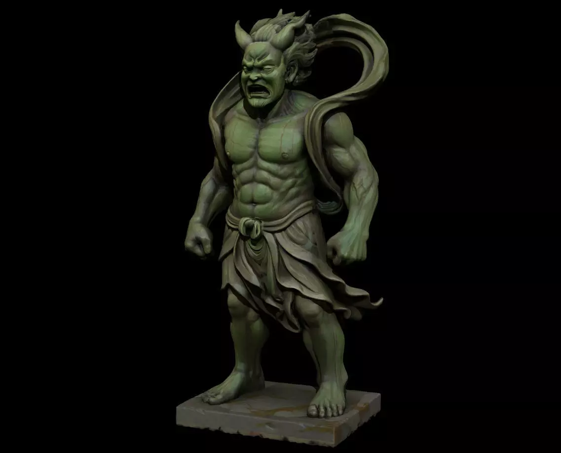 Japanese Fujin - Wind God Statue 3D Model 3D print model_1