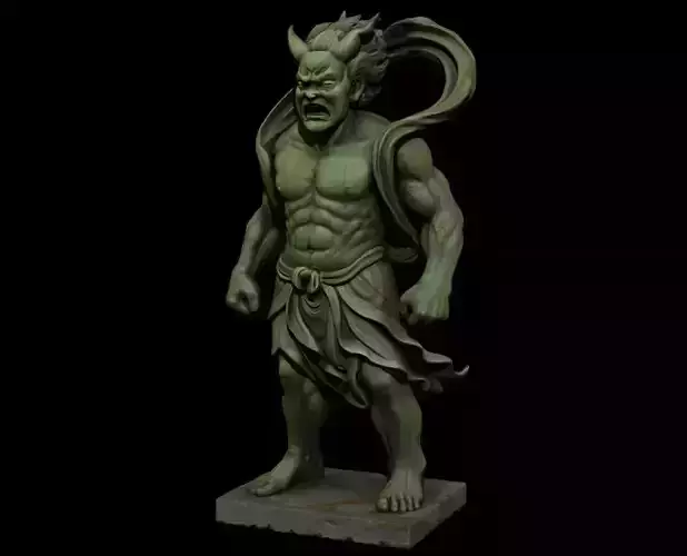 Japanese Fujin - Wind God Statue 3D Model