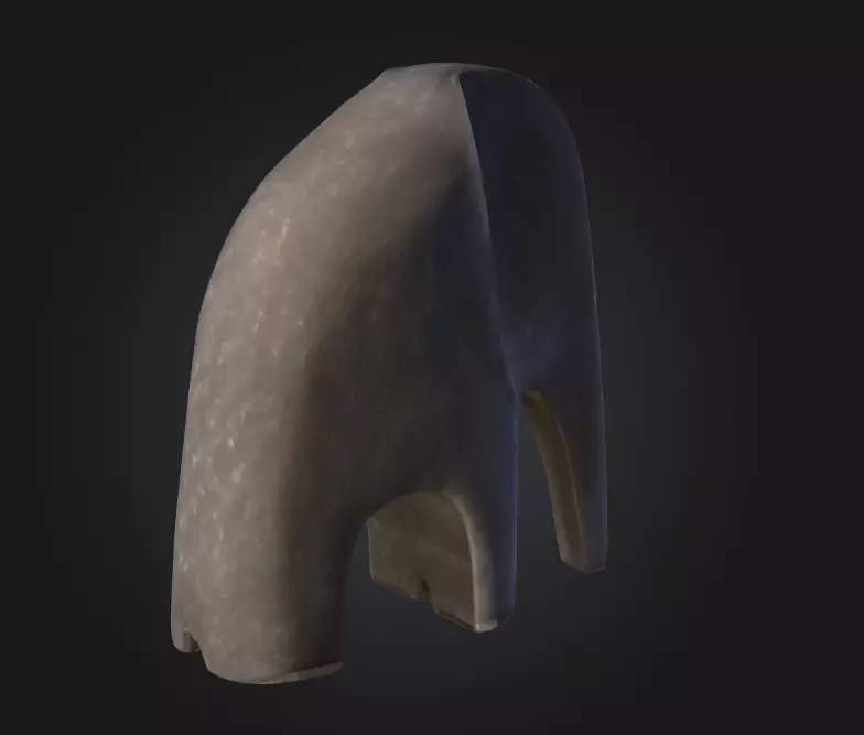 Stone Elephant Figurine Low-poly 3D model_5