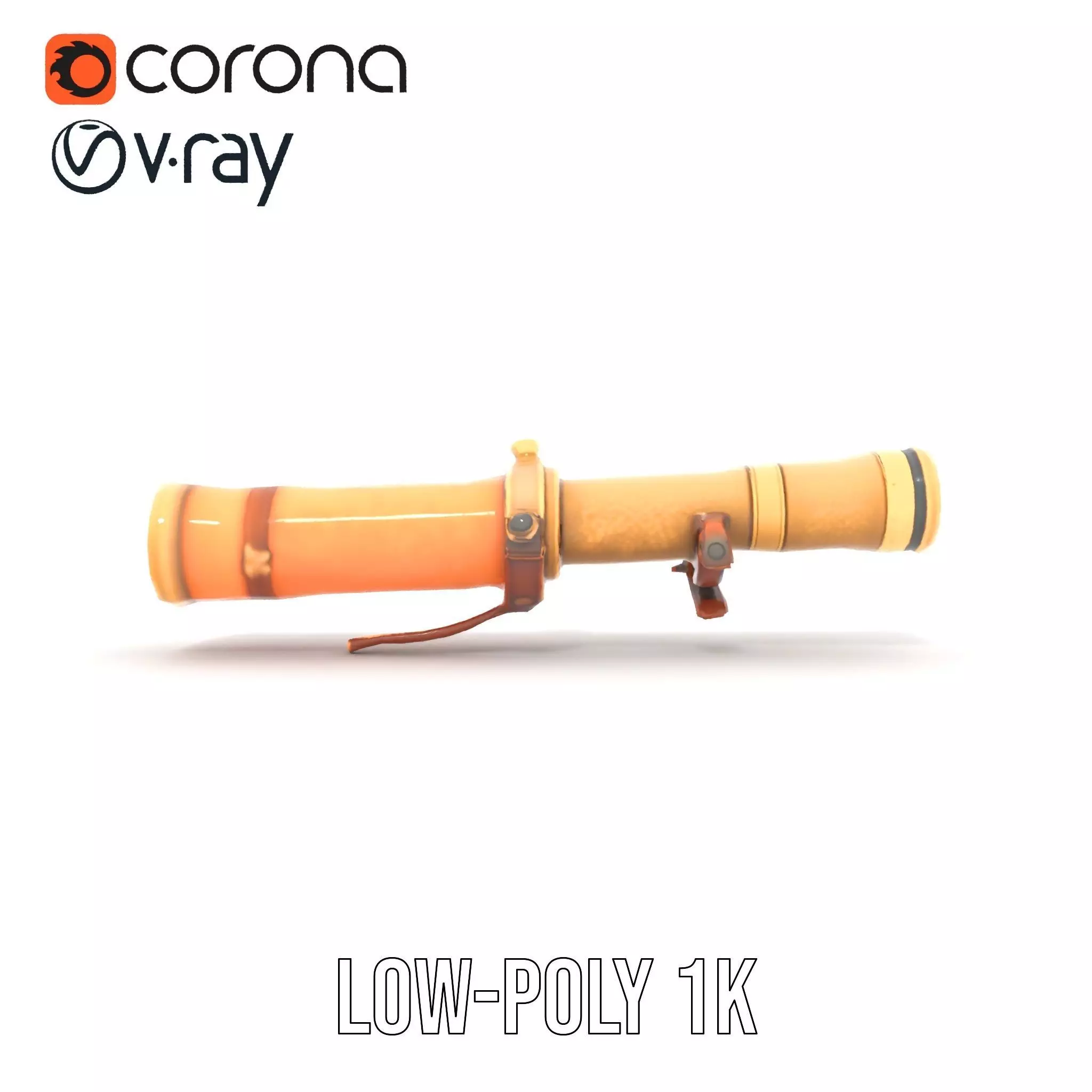 Antique Brass Telescope model pack Low-poly 3D model_15