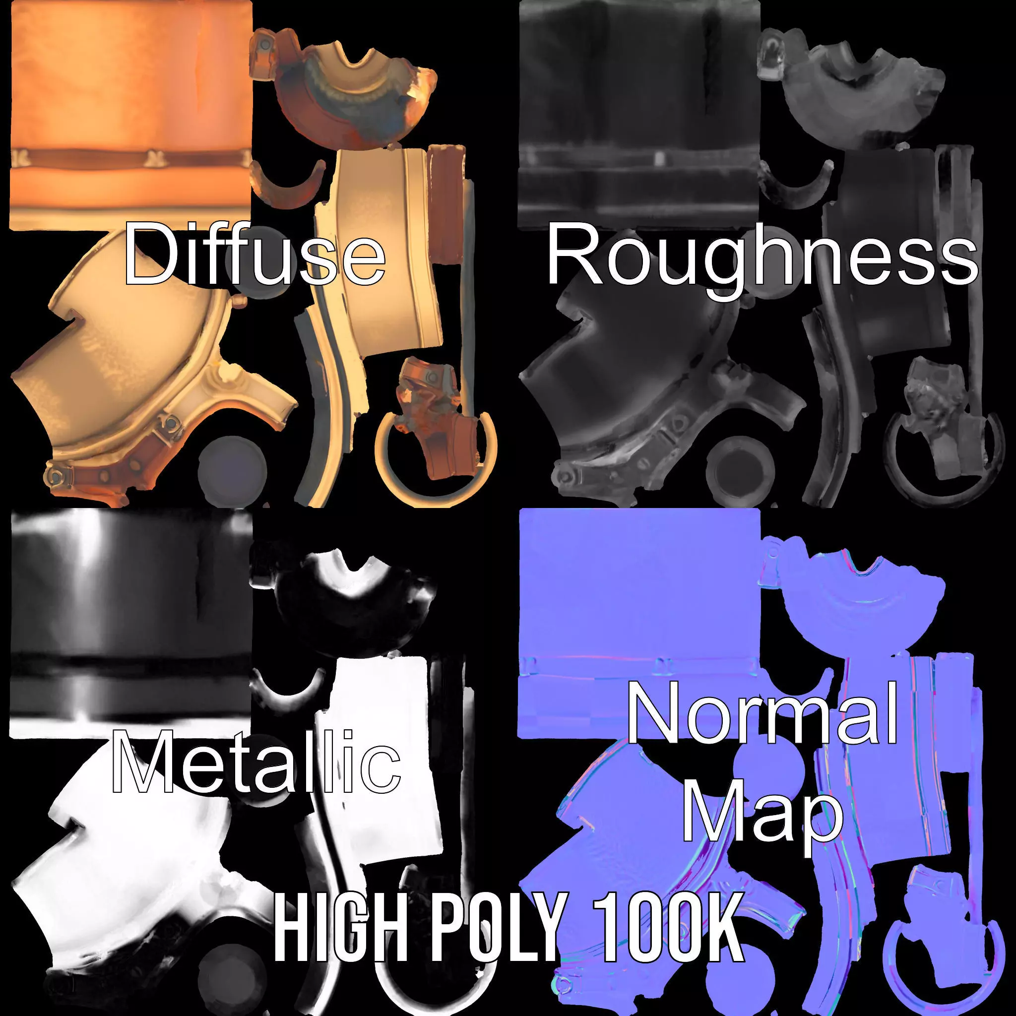 Antique Brass Telescope model pack Low-poly 3D model_4