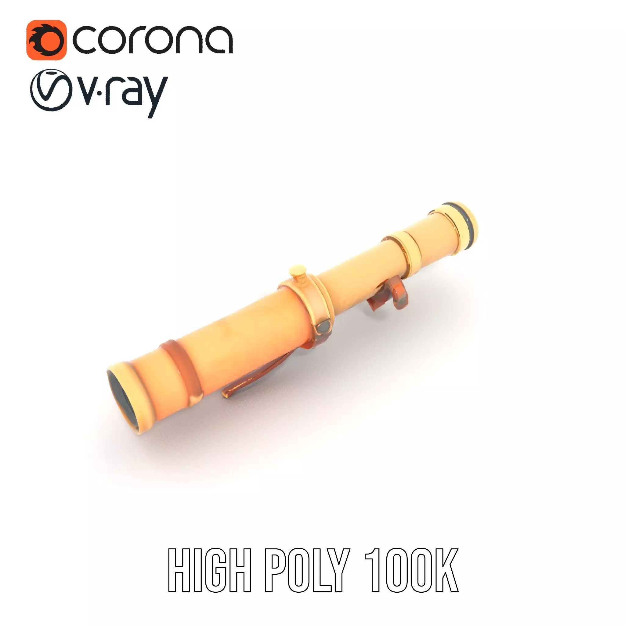 Antique Brass Telescope model pack Low-poly 3D model_21