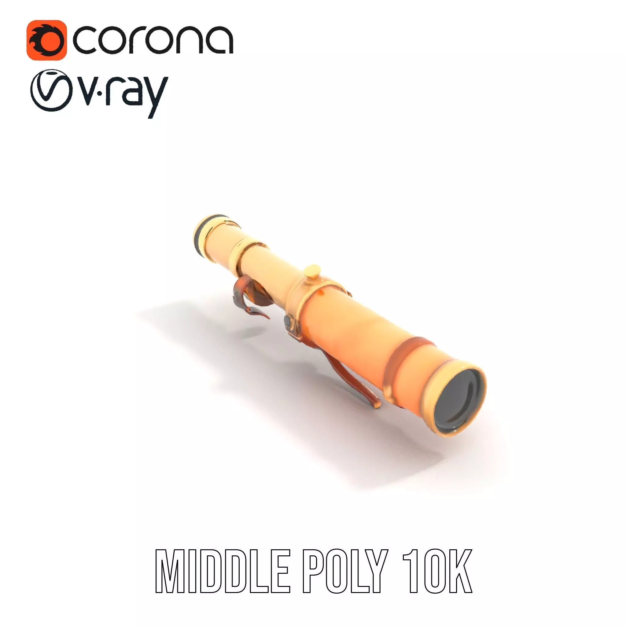 Antique Brass Telescope model pack Low-poly 3D model_7