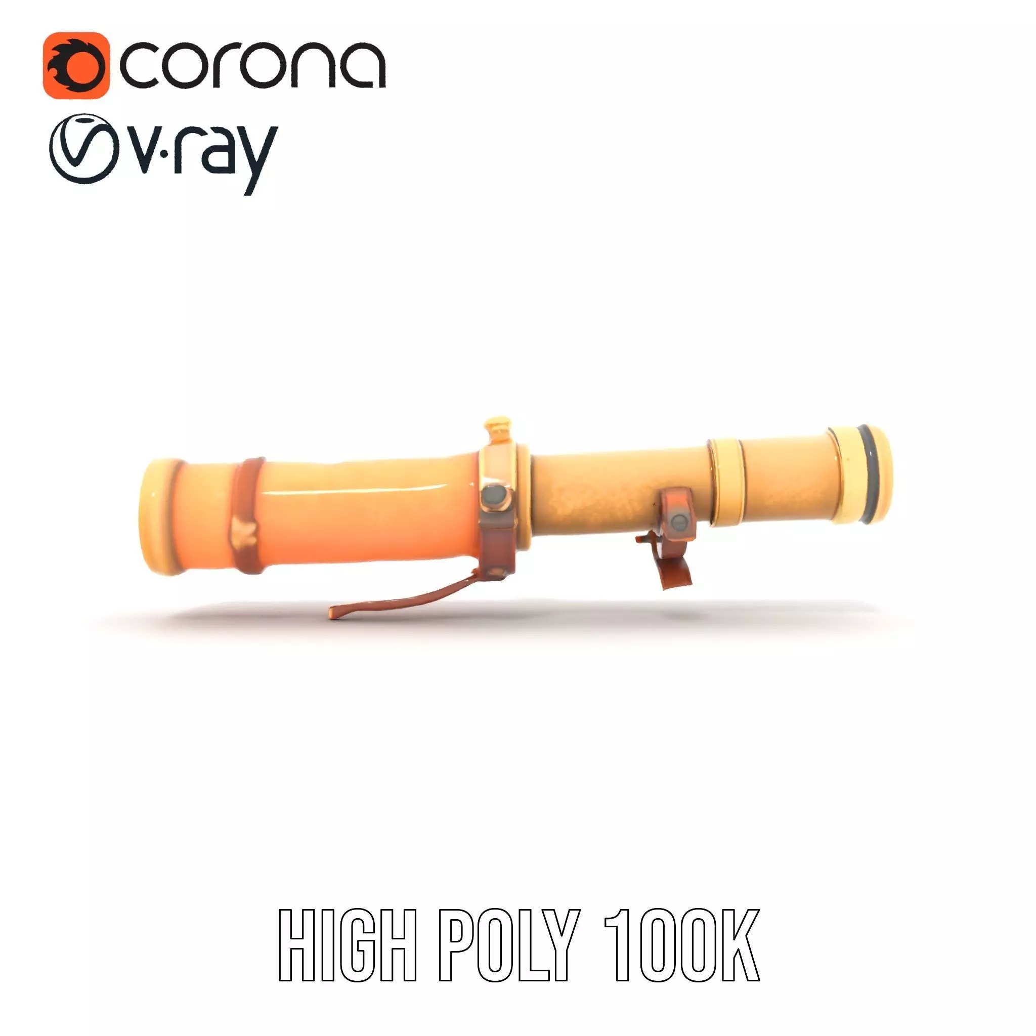 Antique Brass Telescope model pack Low-poly 3D model_35