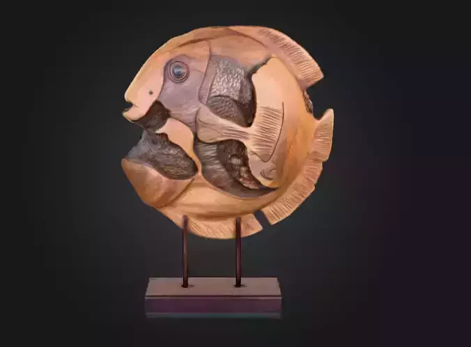 Wooden Fish Sculpture Low-poly 3D model Wooden Fish Sculpture Low-poly 3D model