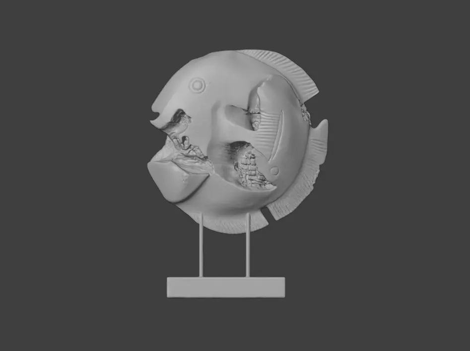 Wooden Fish Sculpture Low-poly 3D model_11
