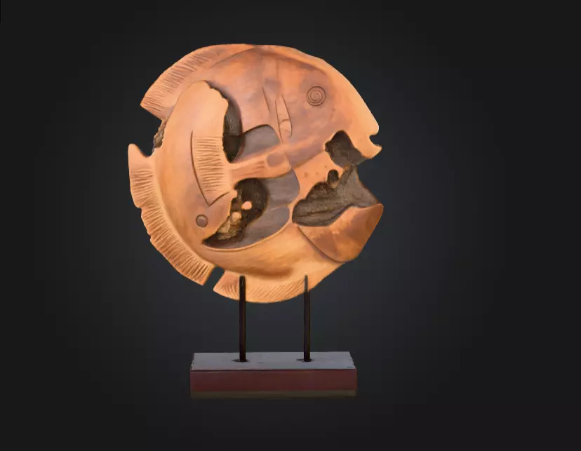 Wooden Fish Sculpture Low-poly 3D model_4