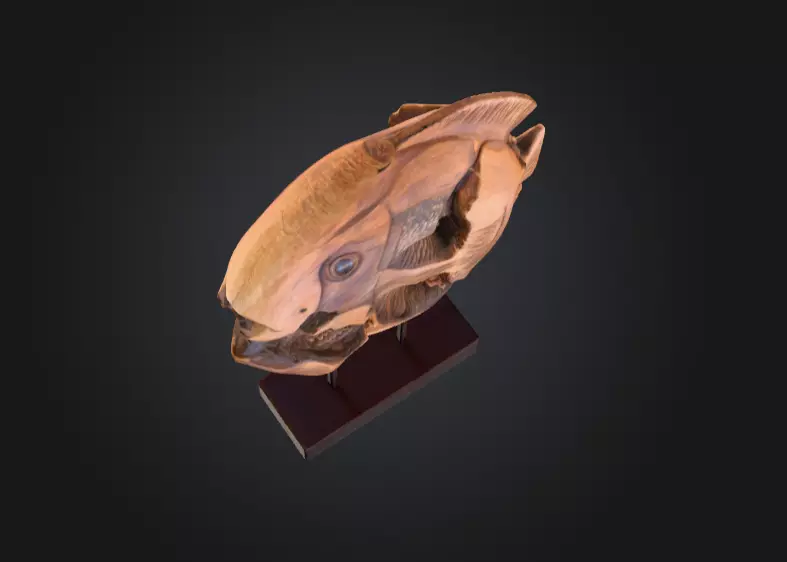 Wooden Fish Sculpture Low-poly 3D model_8