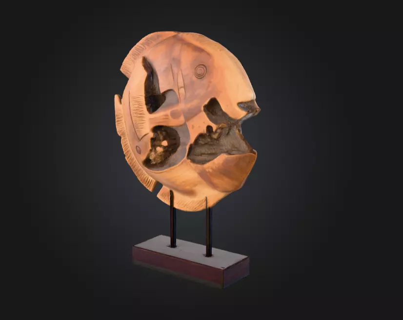 Wooden Fish Sculpture Low-poly 3D model_3