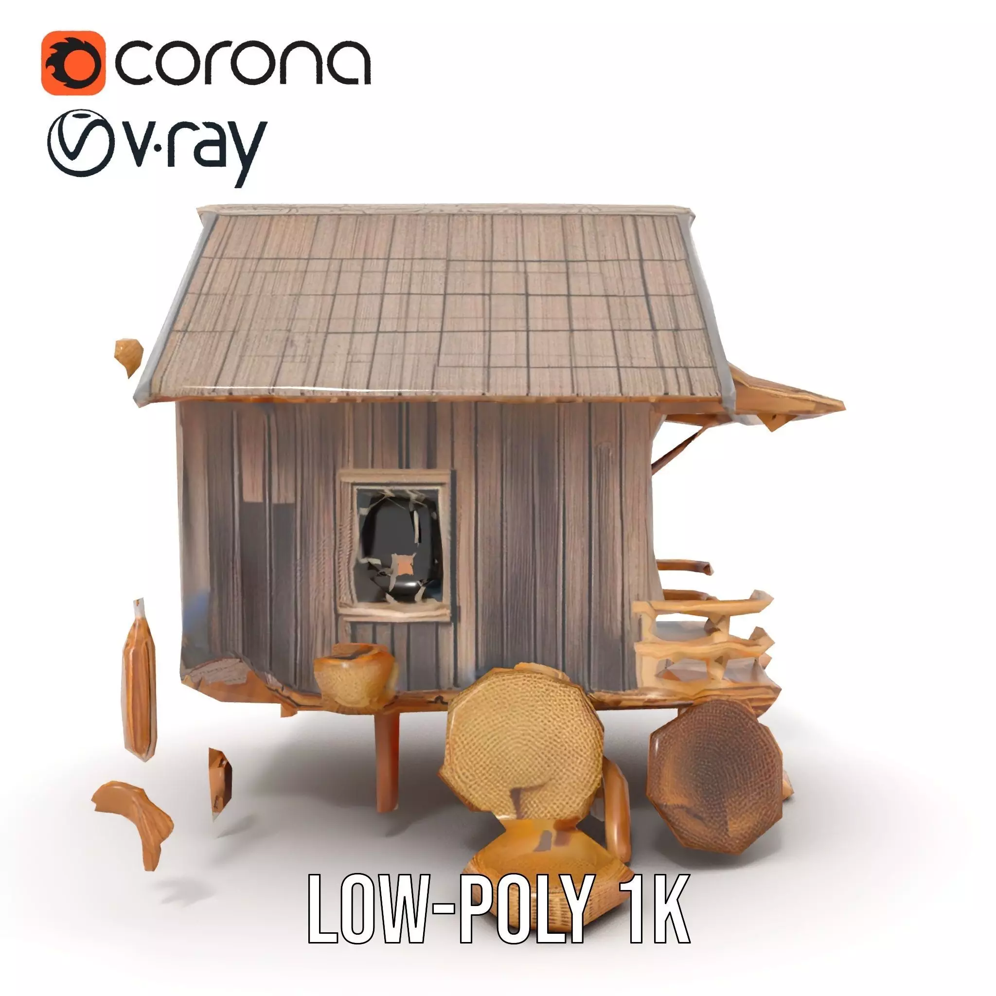 Rustic Thai House model pack Low-poly 3D model_27