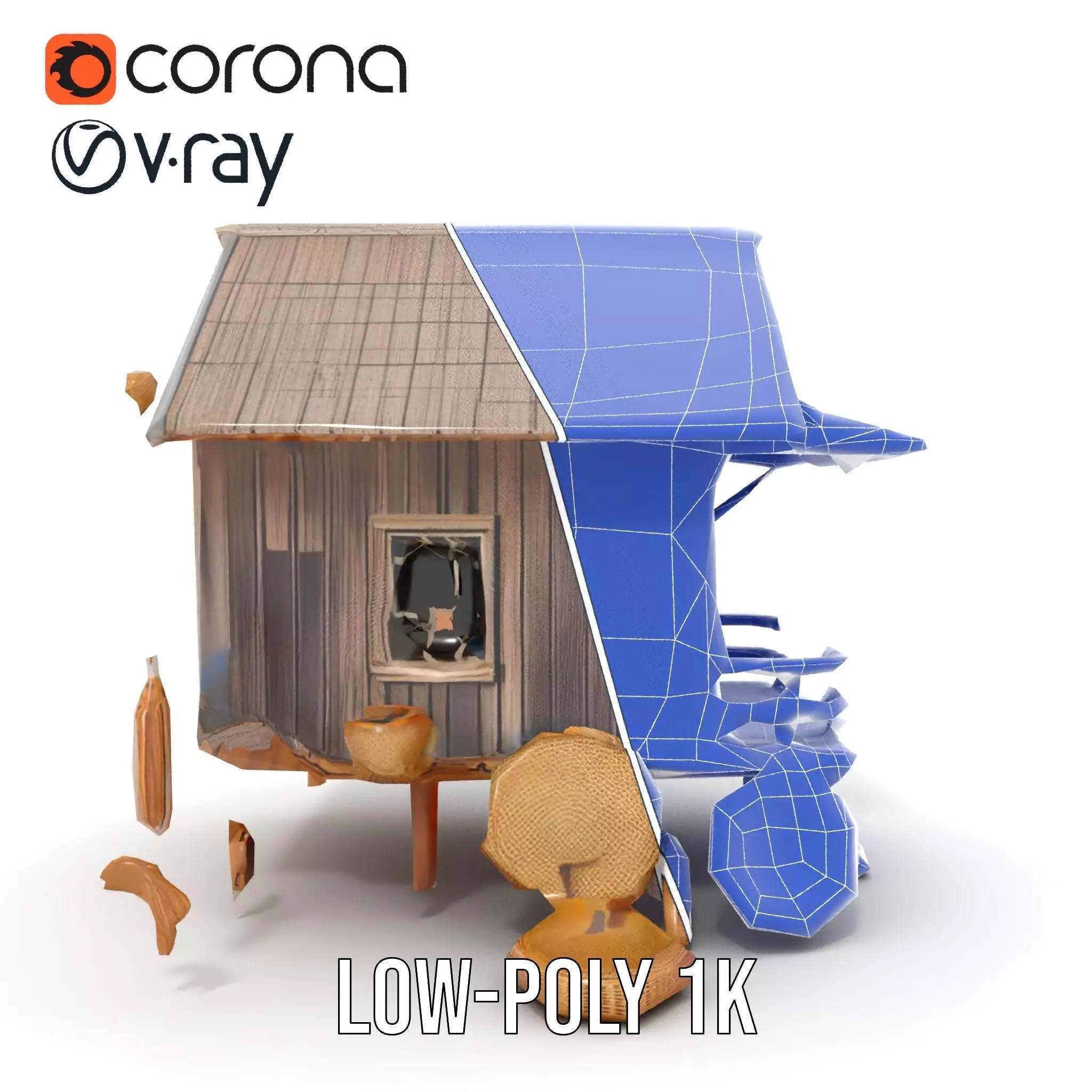 Rustic Thai House model pack Low-poly 3D model_18