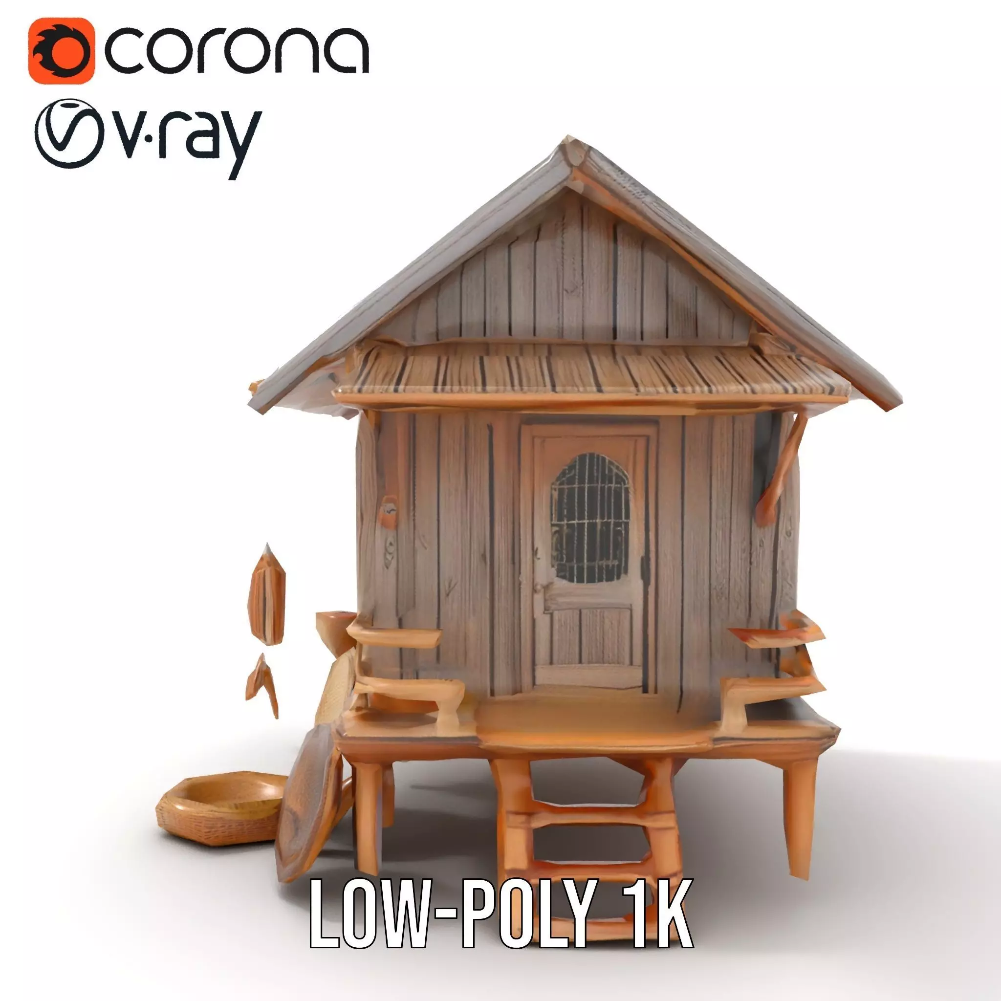 Rustic Thai House model pack Low-poly 3D model_32