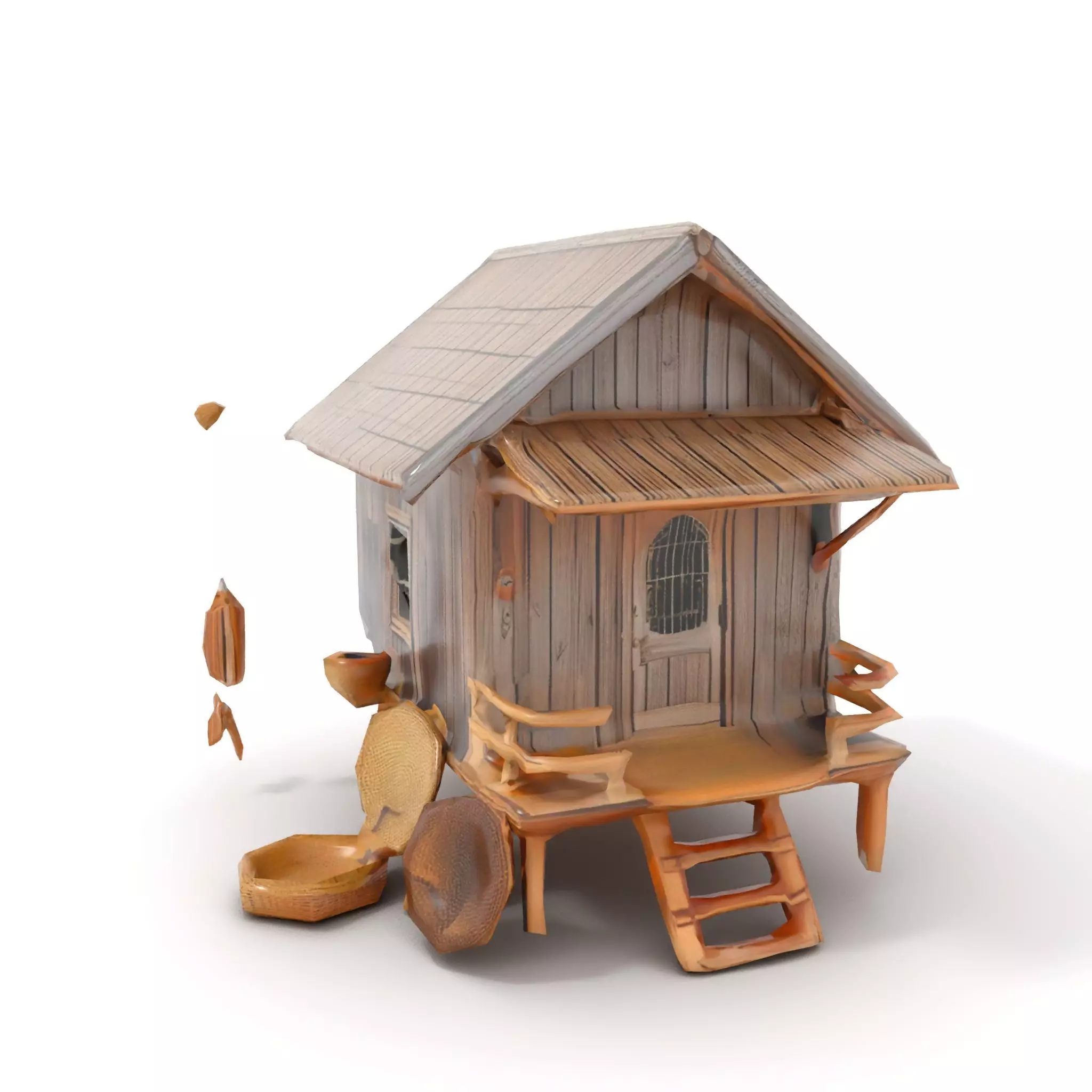 Rustic Thai House model pack Low-poly 3D model_8