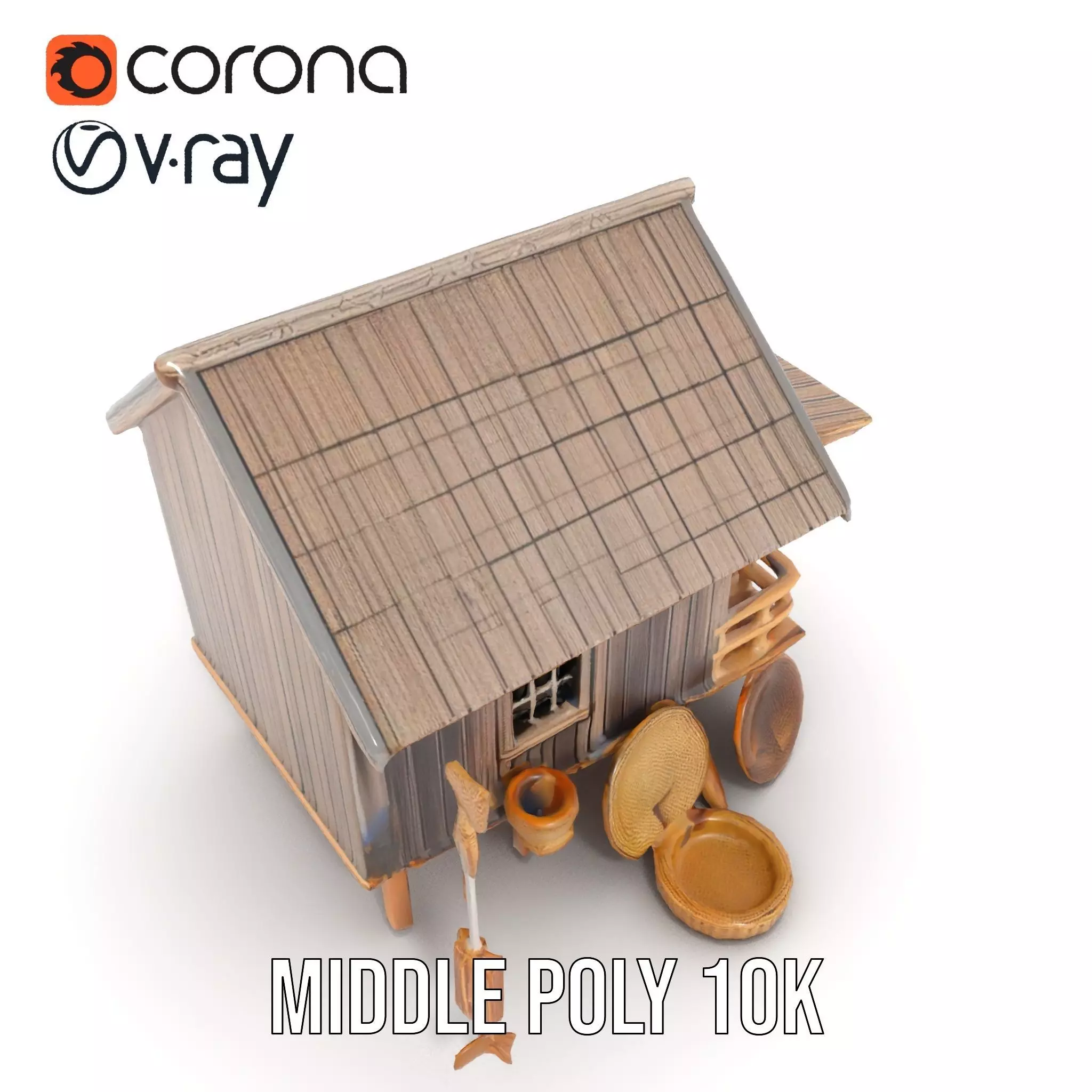 Rustic Thai House model pack Low-poly 3D model_17