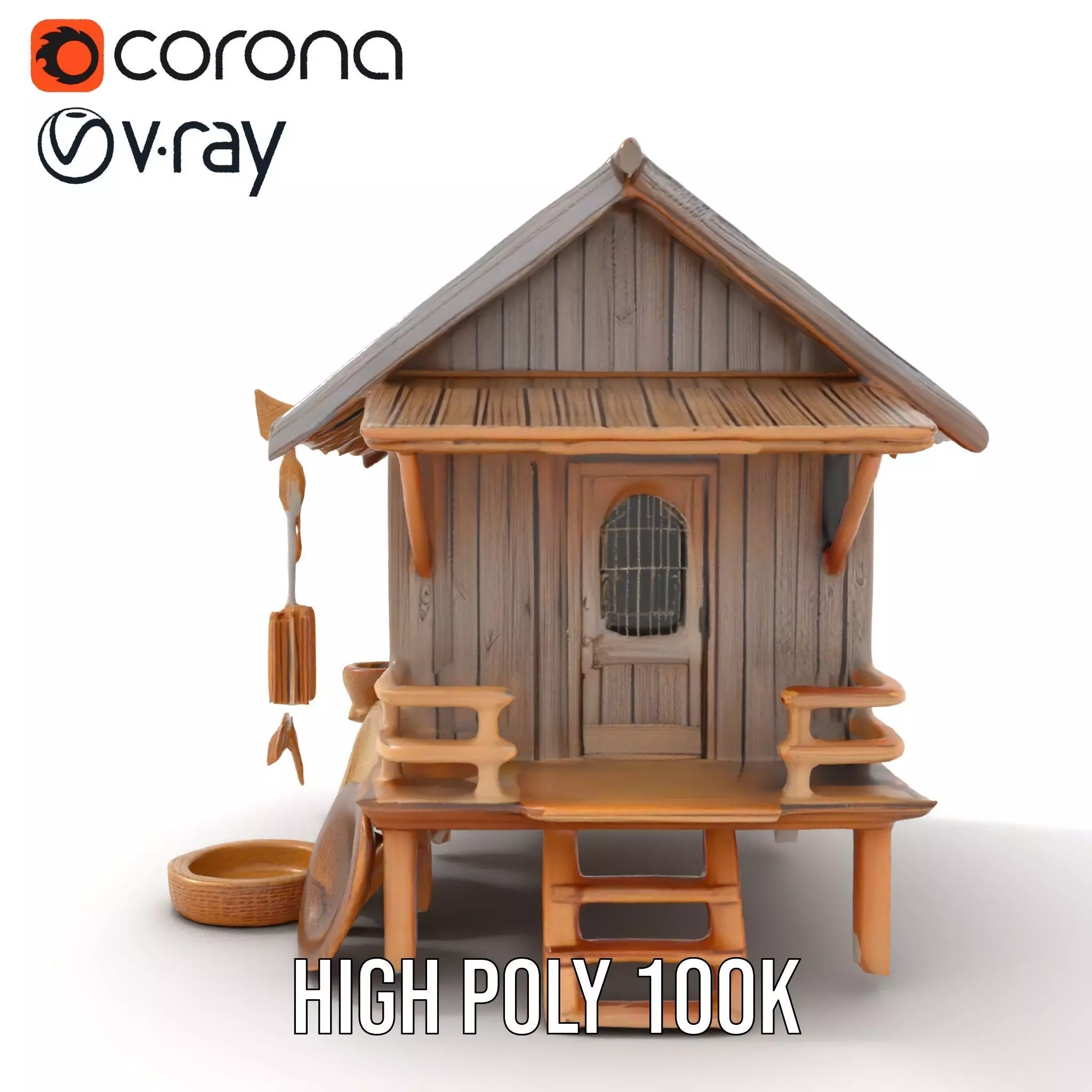 Rustic Thai House model pack Low-poly 3D model_22