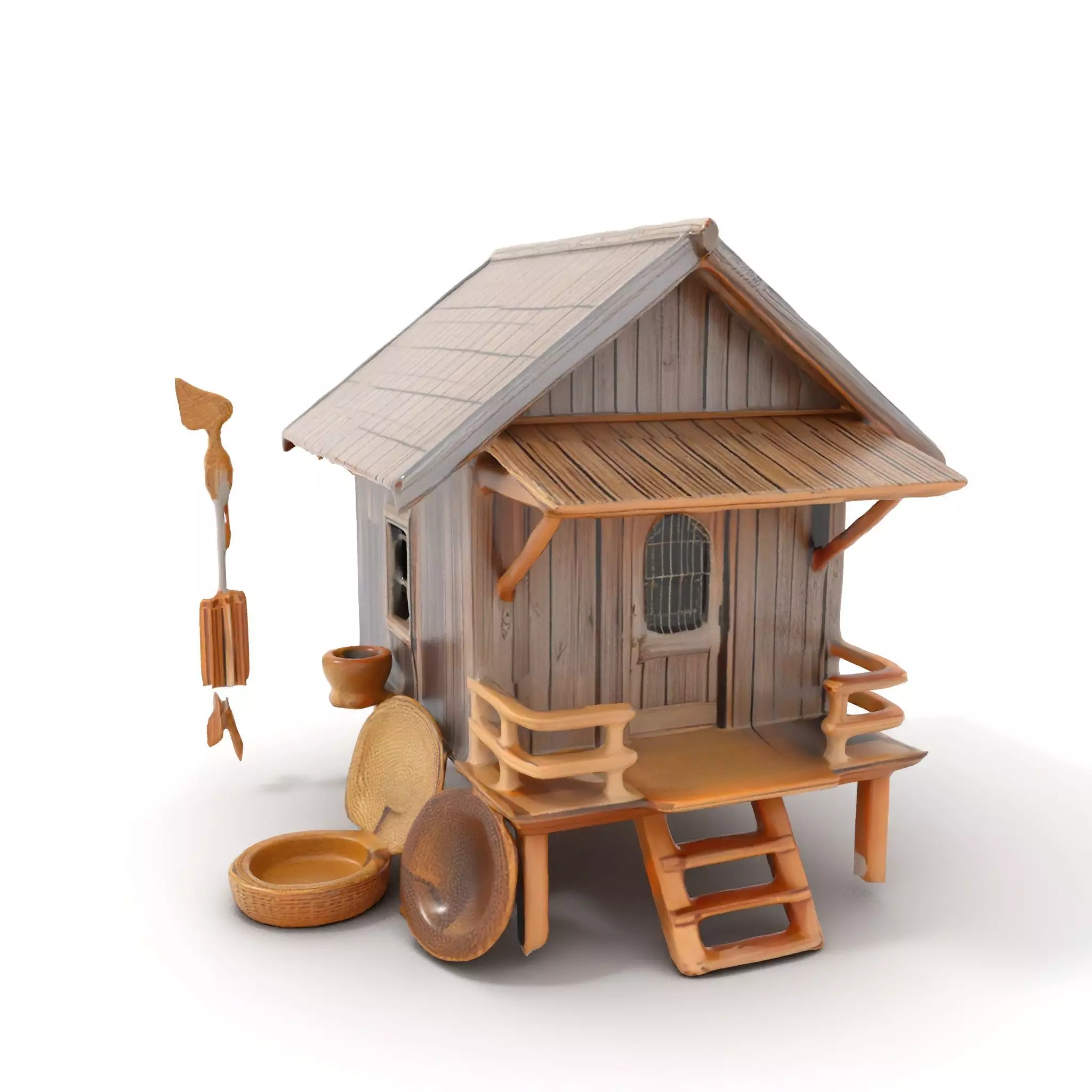 Rustic Thai House model pack Low-poly 3D model_0