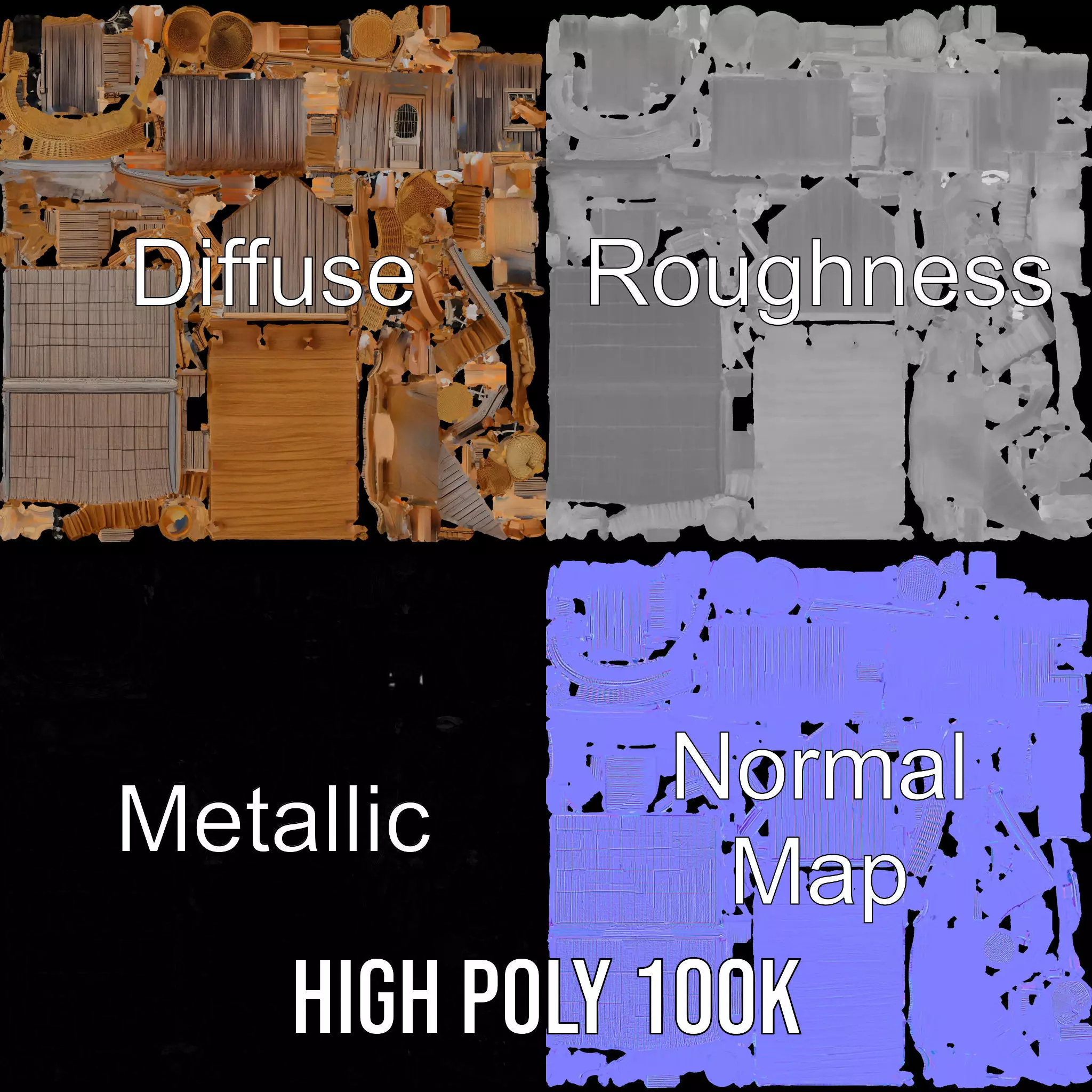 Rustic Thai House model pack Low-poly 3D model_4