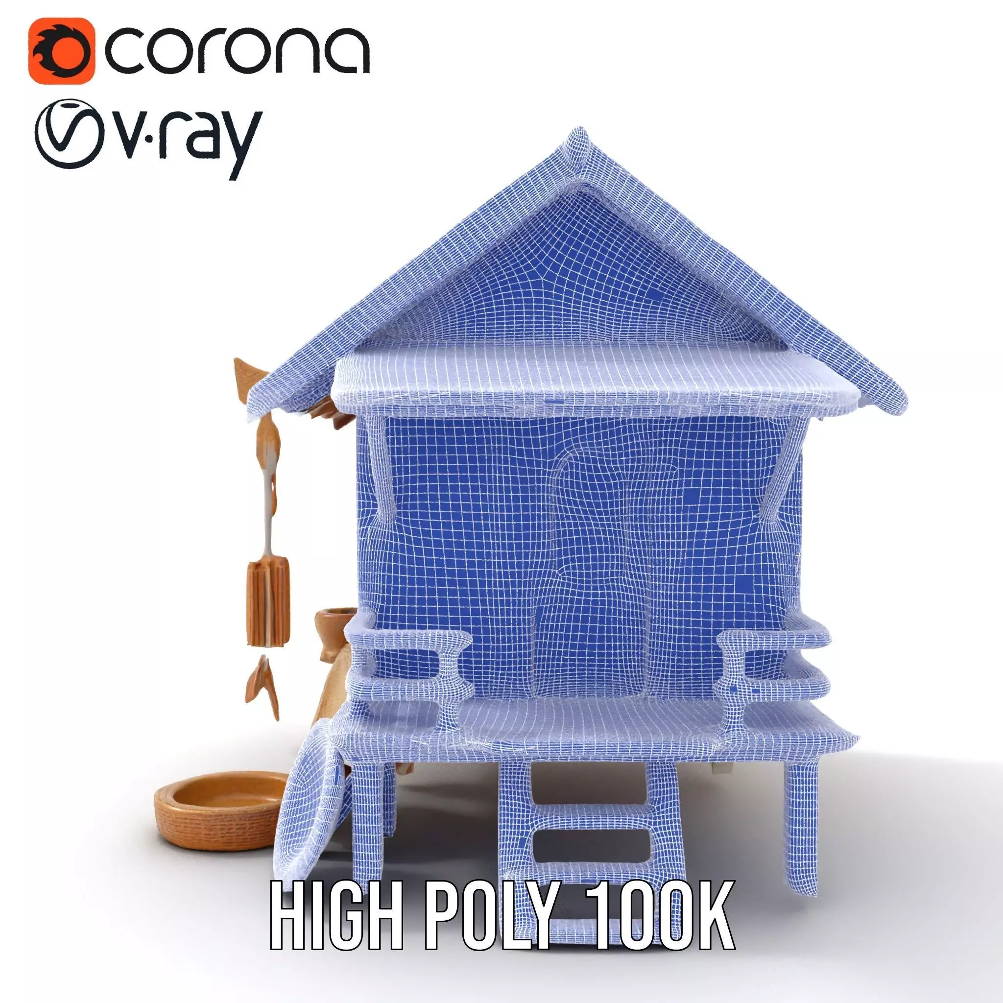 Rustic Thai House model pack Low-poly 3D model_30