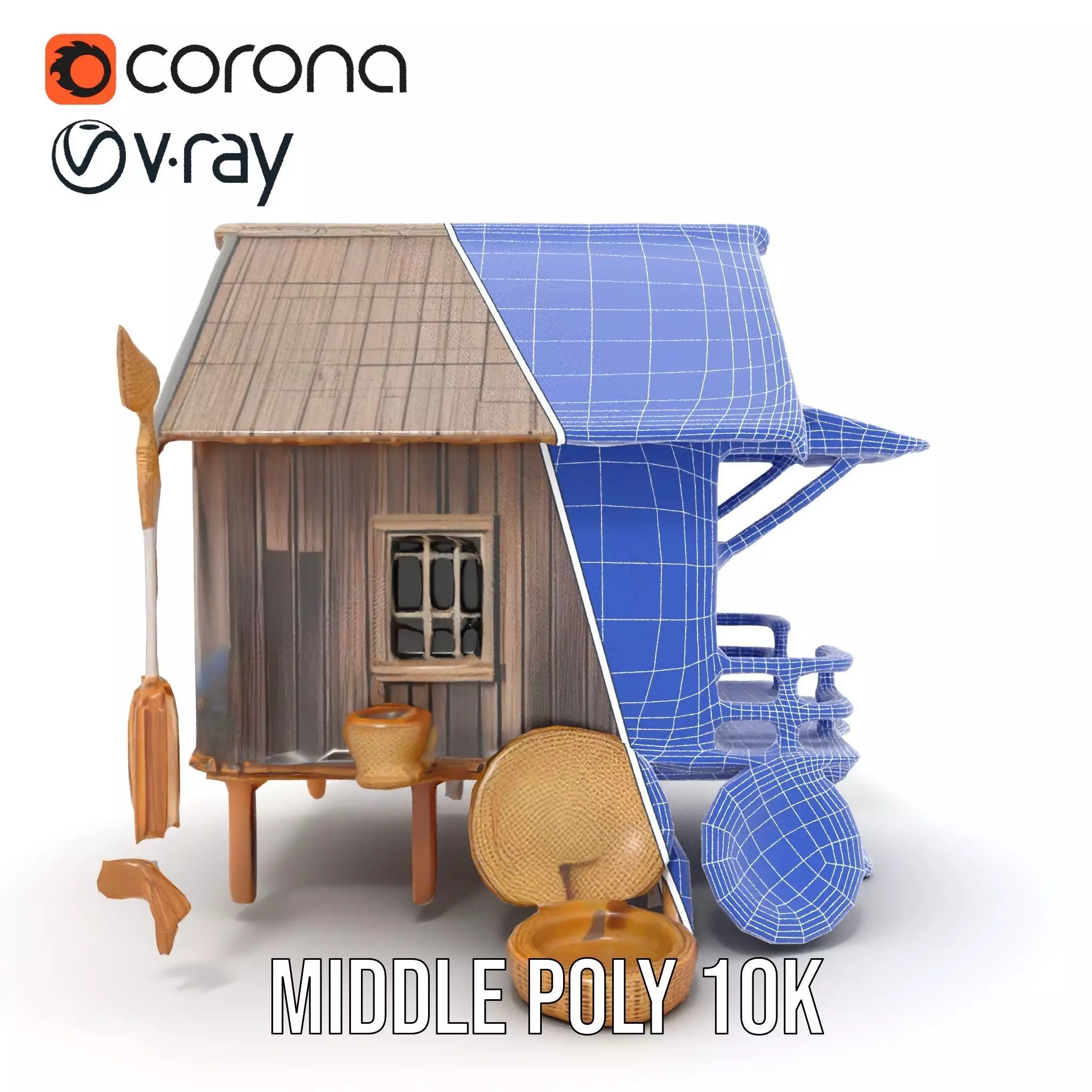 Rustic Thai House model pack Low-poly 3D model_31