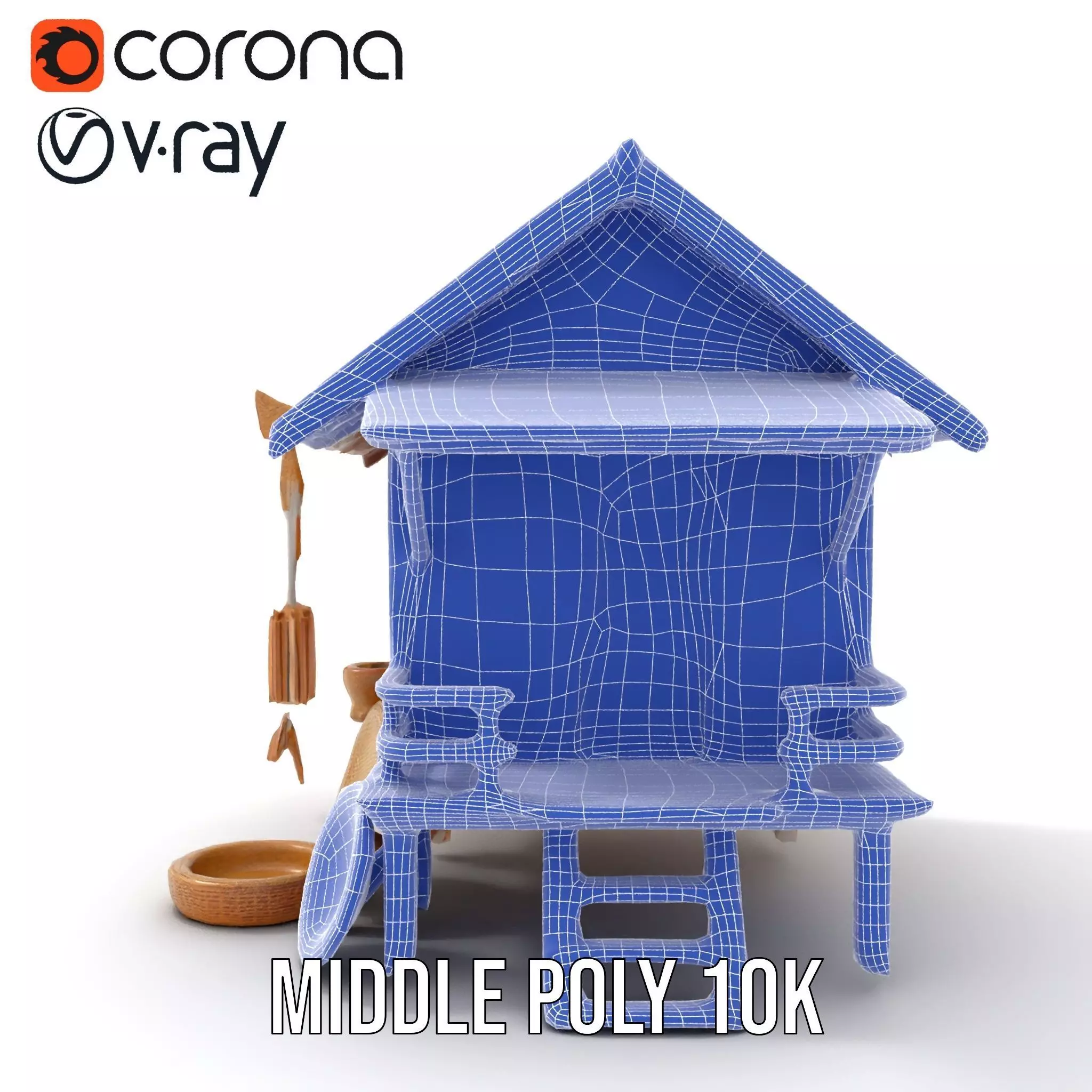 Rustic Thai House model pack Low-poly 3D model_26